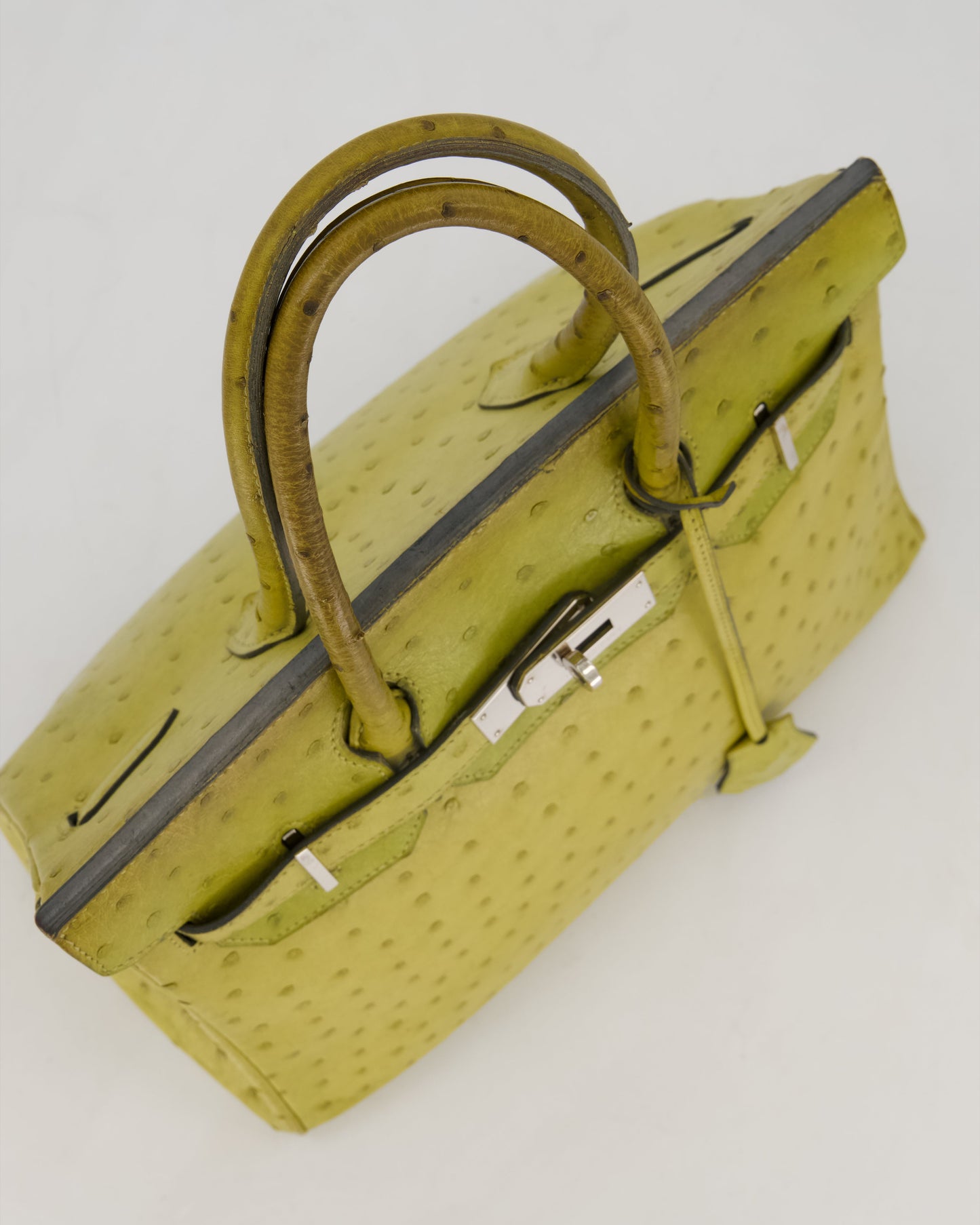 Hermes Birkin 30 Retourne Bag in Vert Anis Ostrich Leather with Palladium Hardware