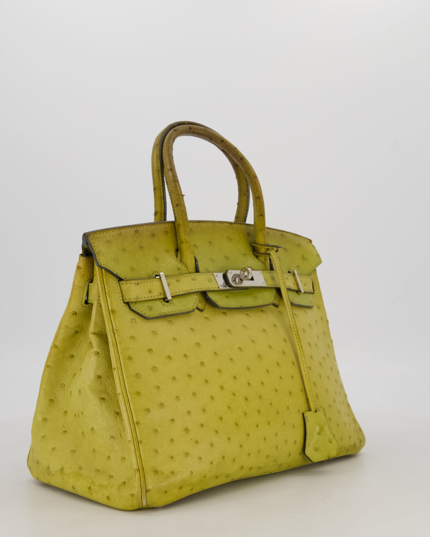 Hermes Birkin 30 Retourne Bag in Vert Anis Ostrich Leather with Palladium Hardware
