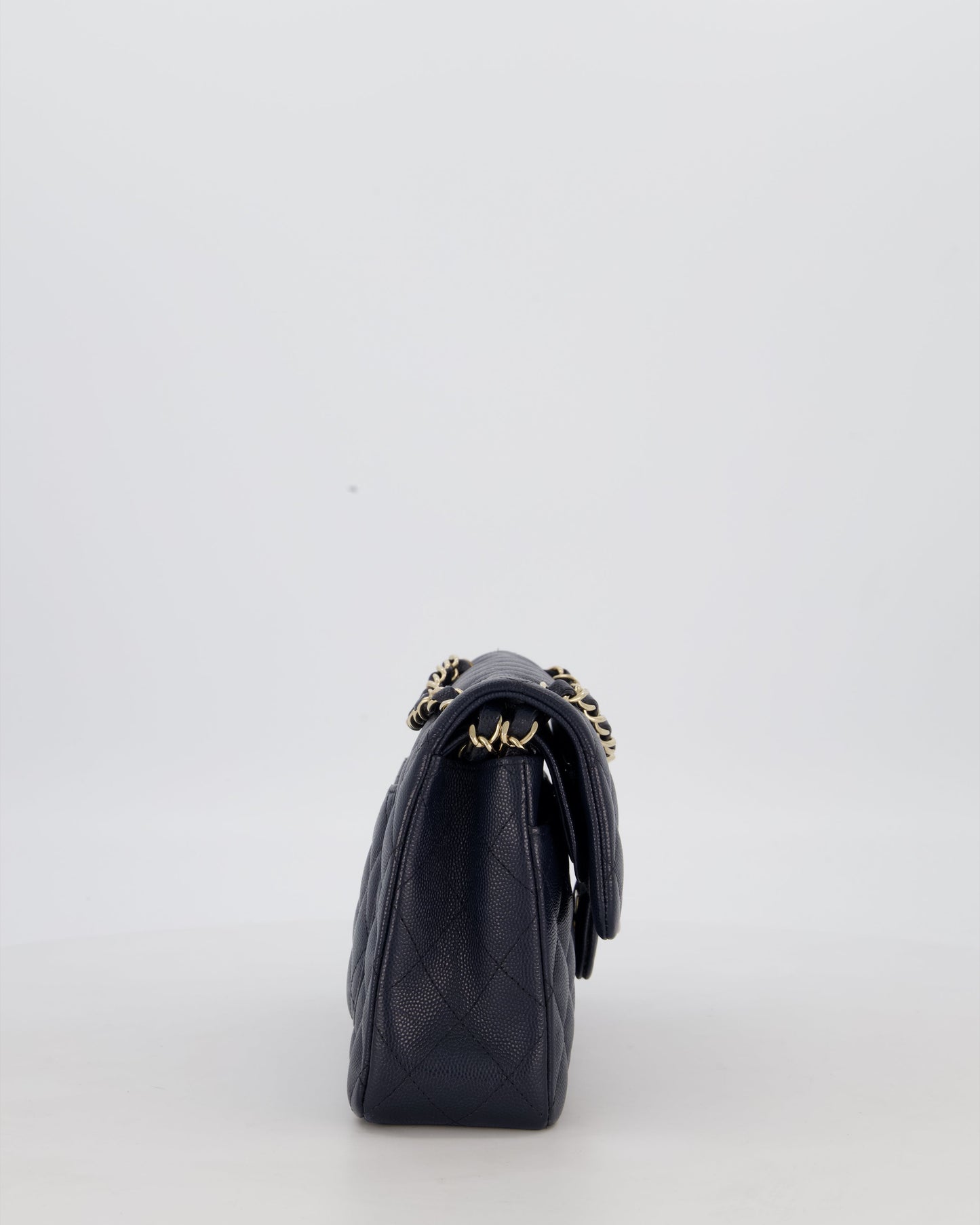 Chanel Navy Small Classic Double Flap Bag in Caviar Leather with Champagne Gold Hardware