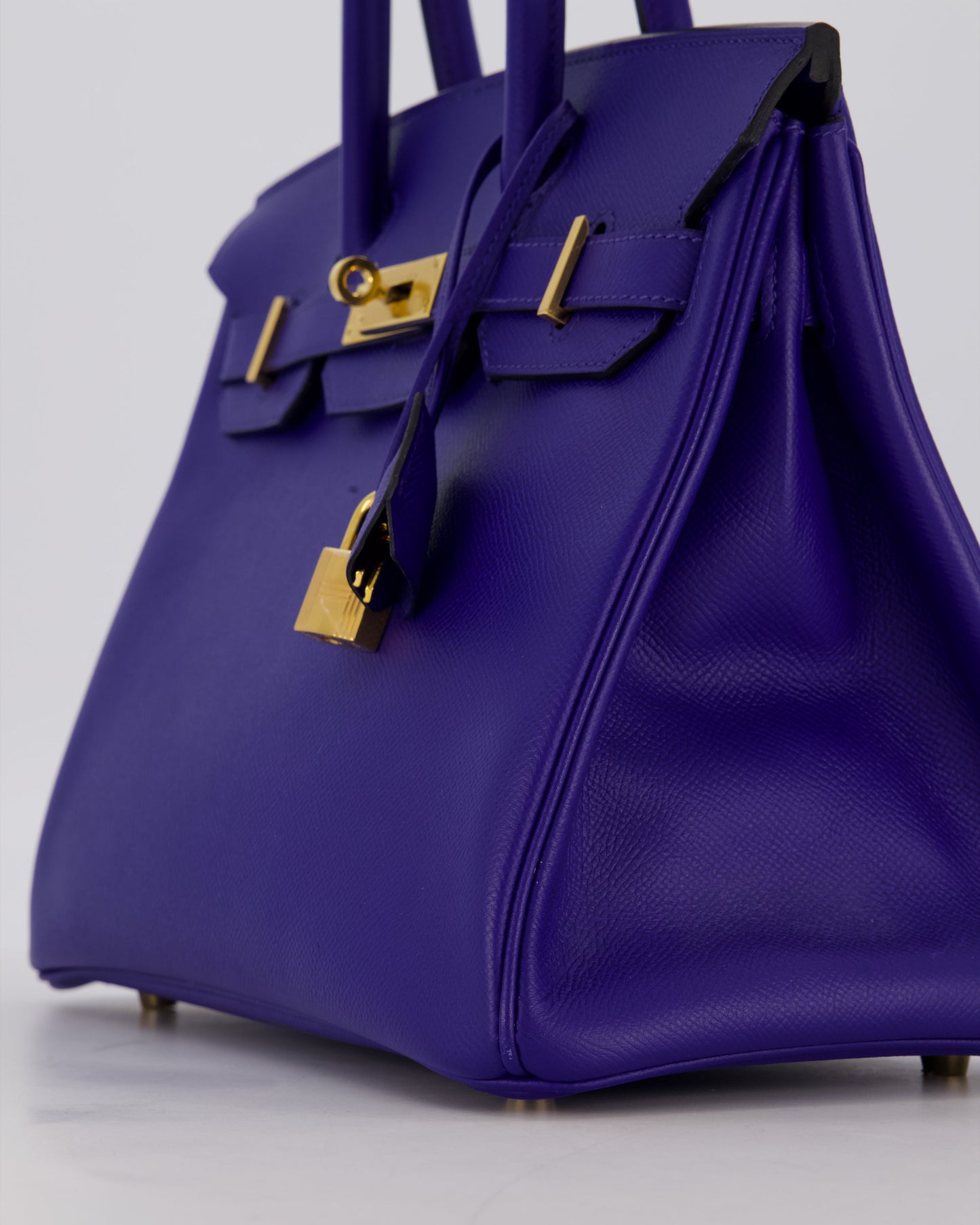 Hermes Birkin 30 Retourne Bag in Bleu Electrique Epsom Leather with Gold Hardware