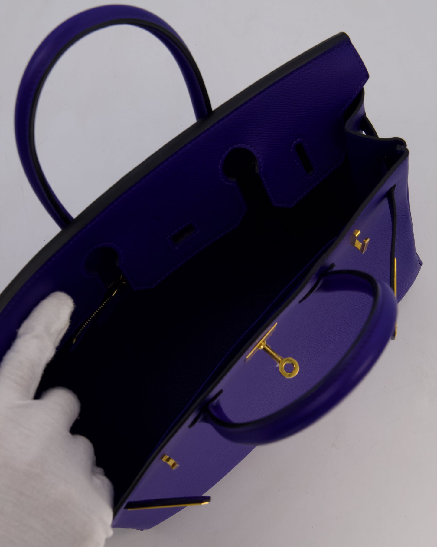 Hermes Birkin 30 Retourne Bag in Bleu Electrique Epsom Leather with Gold Hardware