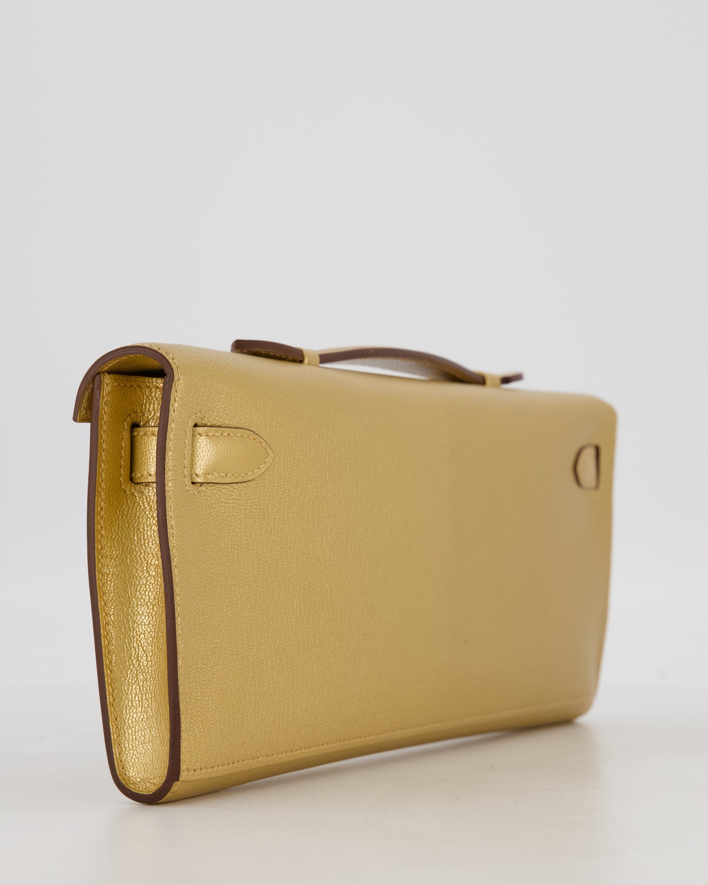*SUPER RARE* Hermes Kelly Cut Bag in Doré Chévre Chamkila Leather with Permabrass Hardware