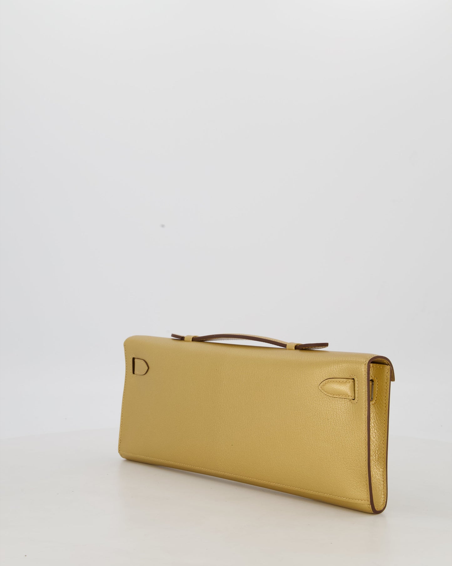*SUPER RARE* Hermes Kelly Cut Bag in Doré Chévre Chamkila Leather with Permabrass Hardware