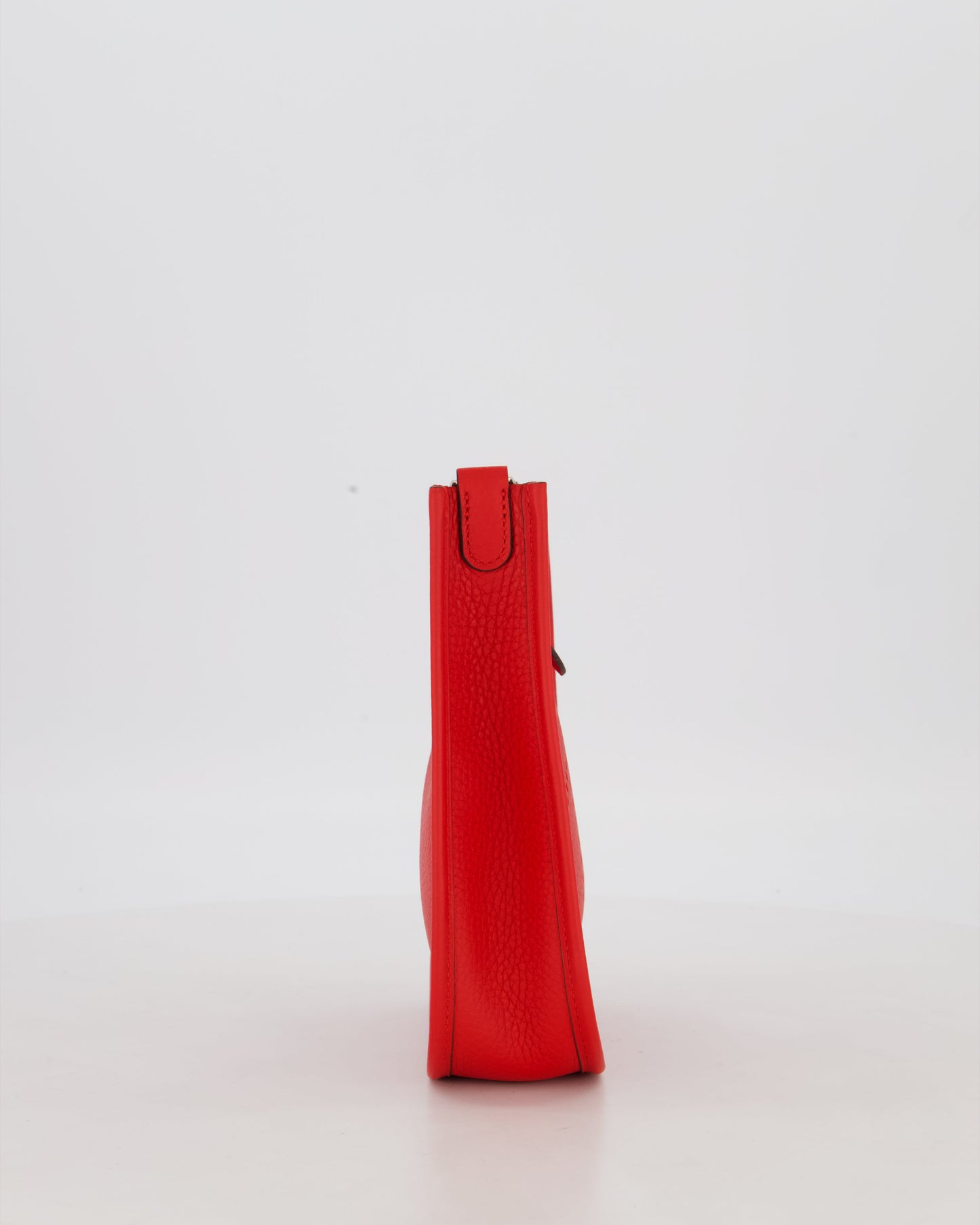 Hermes Mini Evelyne Bag in Rouge Radieux Clemence Leather with Palladium Hardware