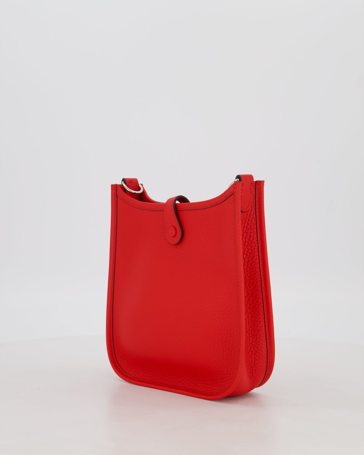 Hermes Mini Evelyne Bag in Rouge Radieux Clemence Leather with Palladium Hardware