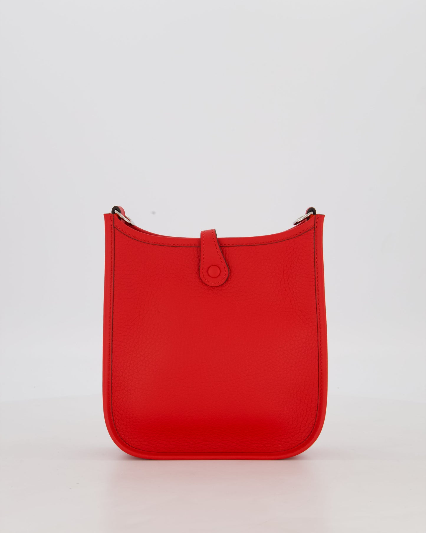 Hermes Mini Evelyne Bag in Rouge Radieux Clemence Leather with Palladium Hardware