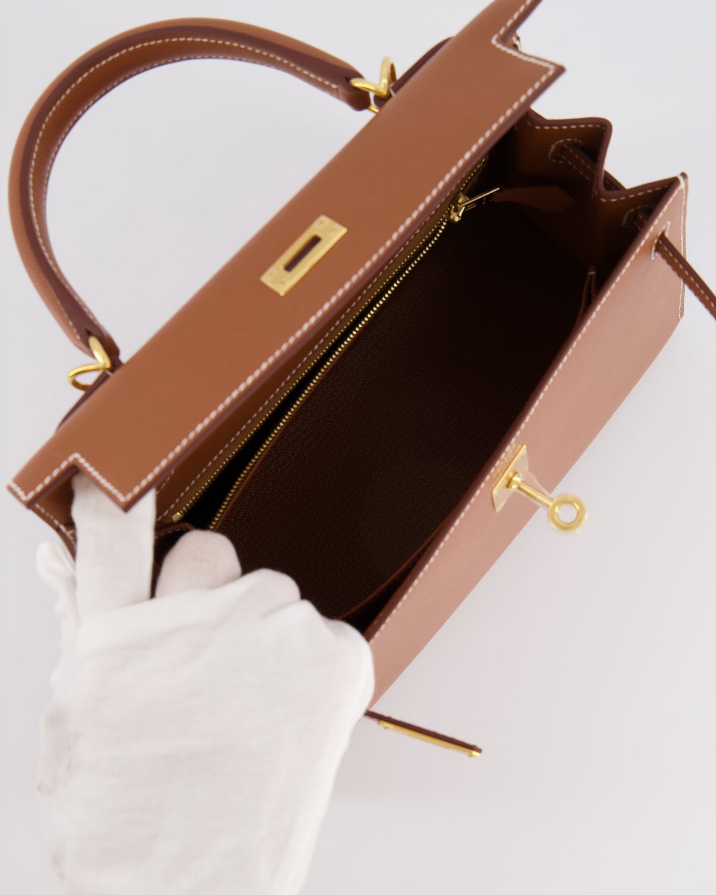 Hermes Kelly 25 II Sellier Bag in Gold Madame Leather with Gold Hardware