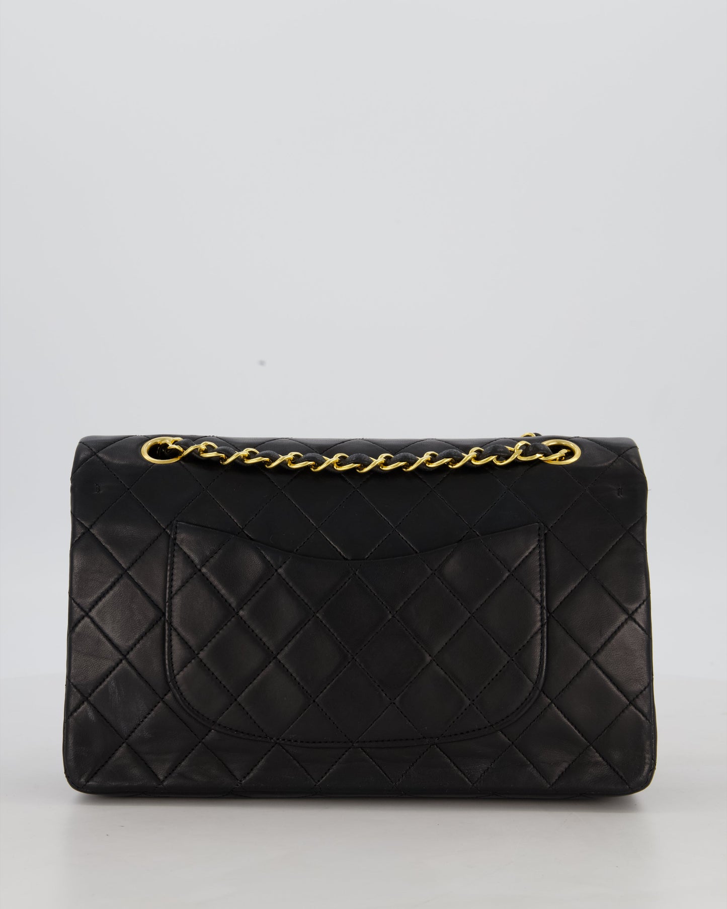 Chanel Black Vintage Medium Classic Double Flap Bag in Lambskin Leather with 24K Gold Hardware