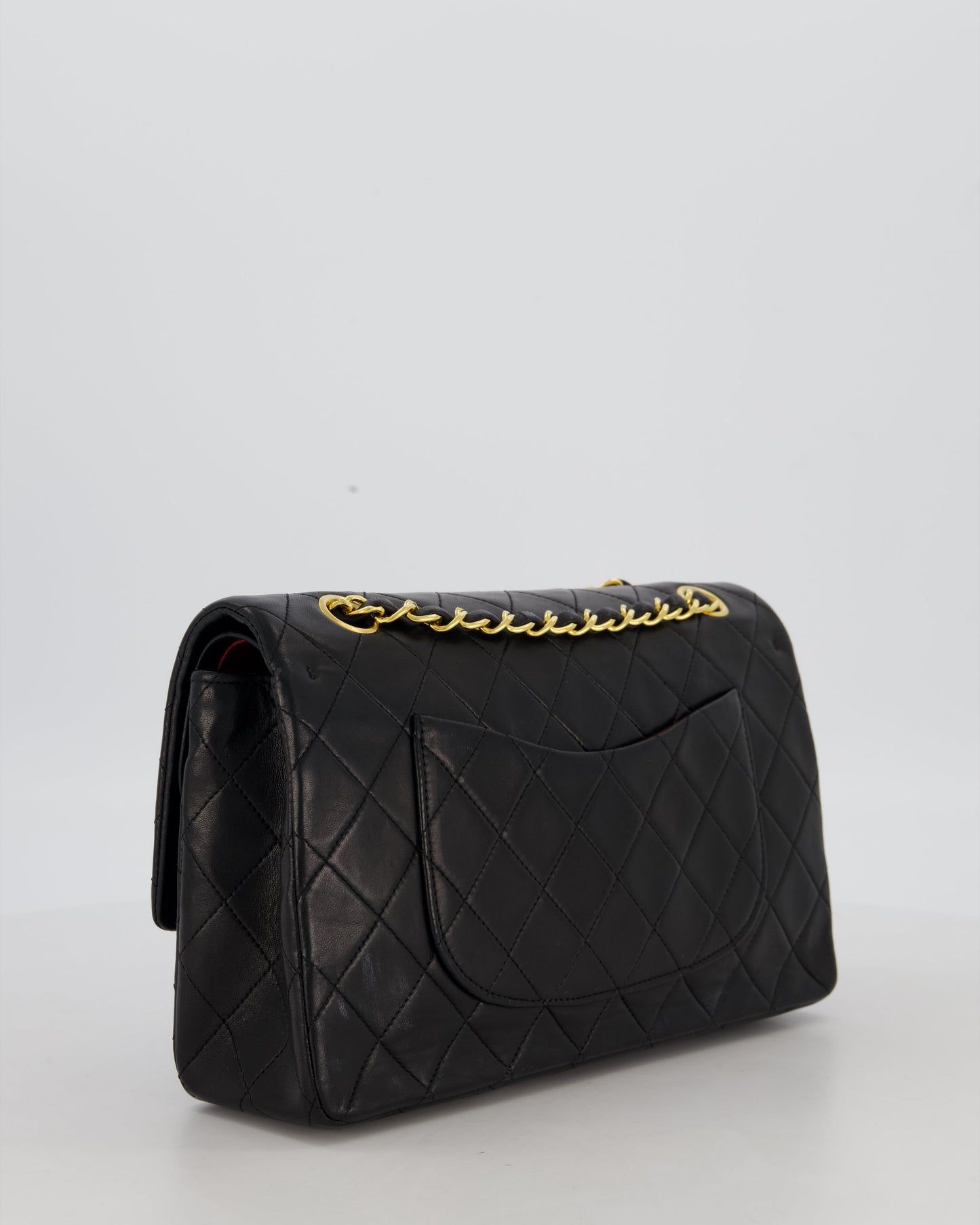 Chanel Black Vintage Medium Classic Double Flap Bag in Lambskin Leather with 24K Gold Hardware