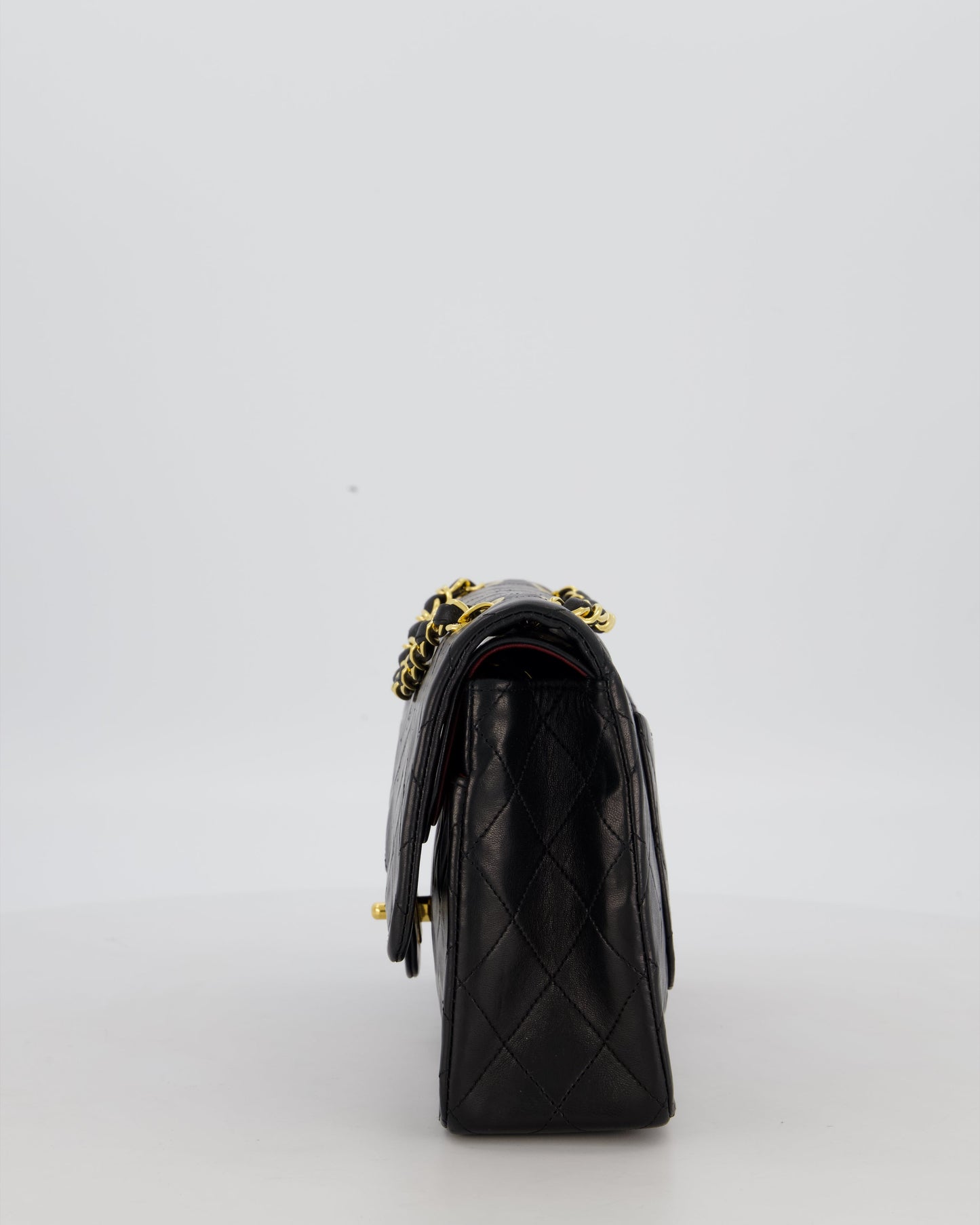 Chanel Black Vintage Medium Classic Double Flap Bag in Lambskin Leather with 24K Gold Hardware