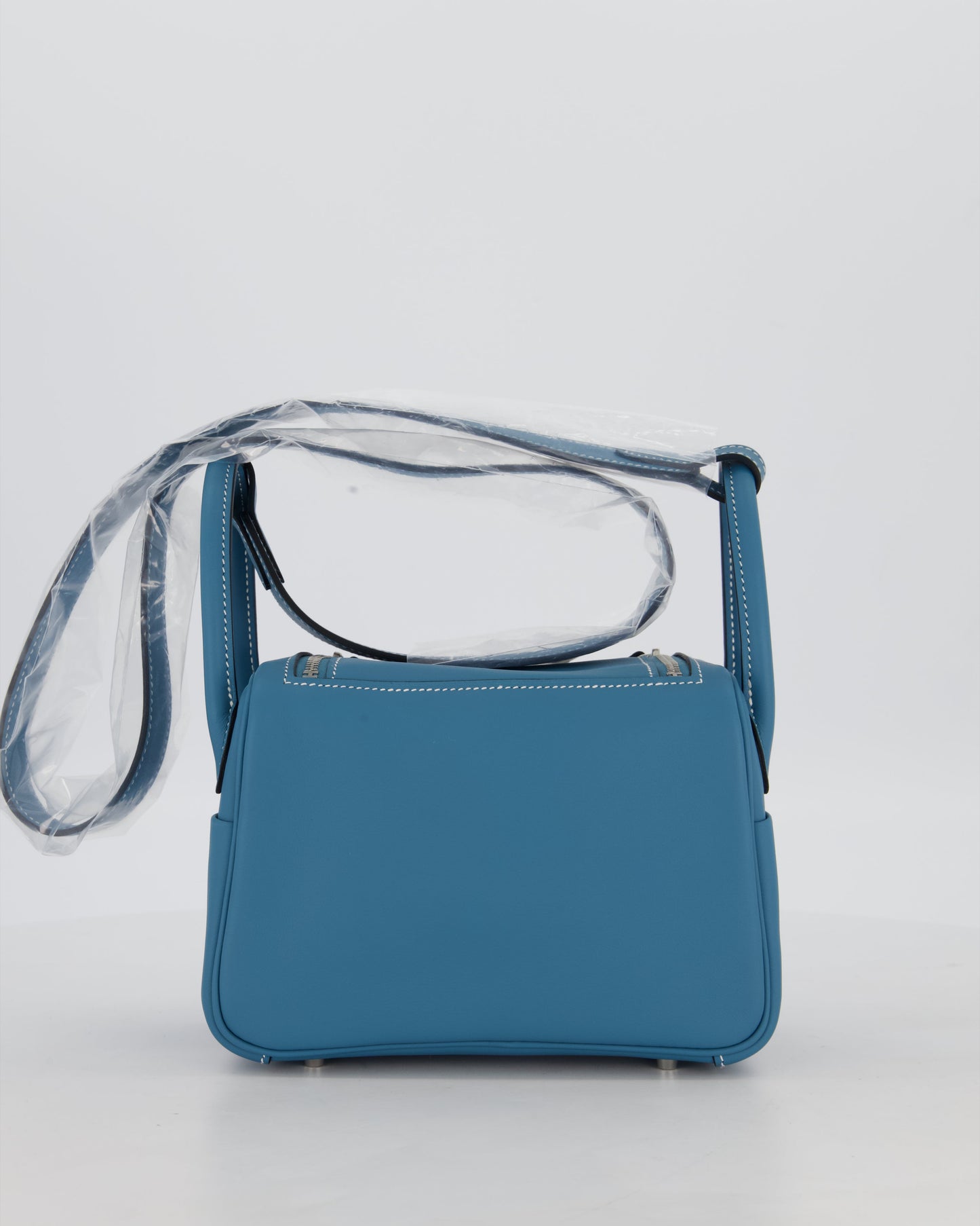 Hermes Mini Lindy Bag in Bleu Jean Swift Leather with Palladium Hardware