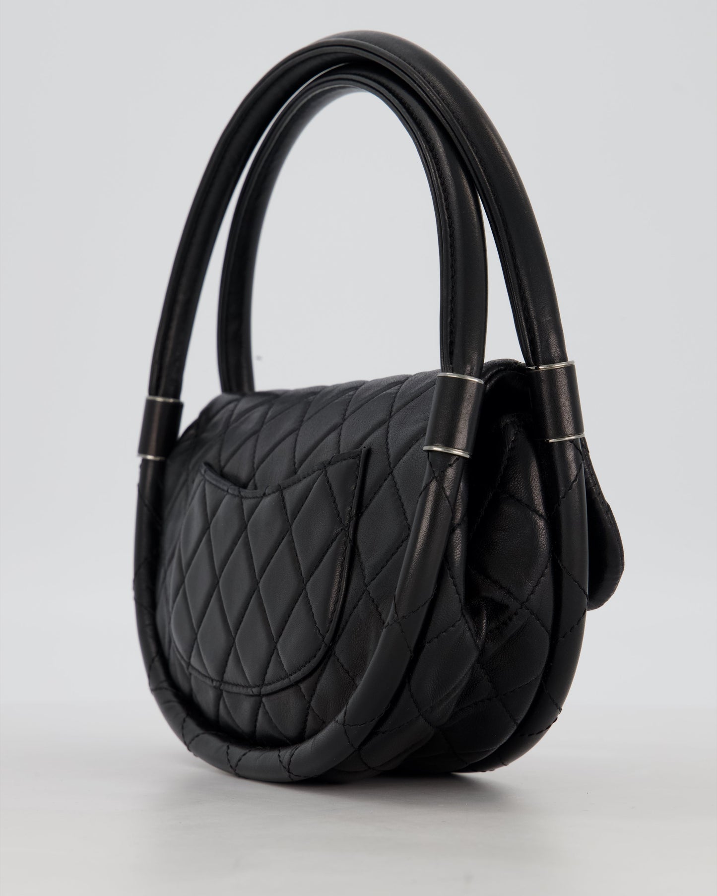 Chanel Black Hula Hoop Bag in Lambskin with Silver Hardware