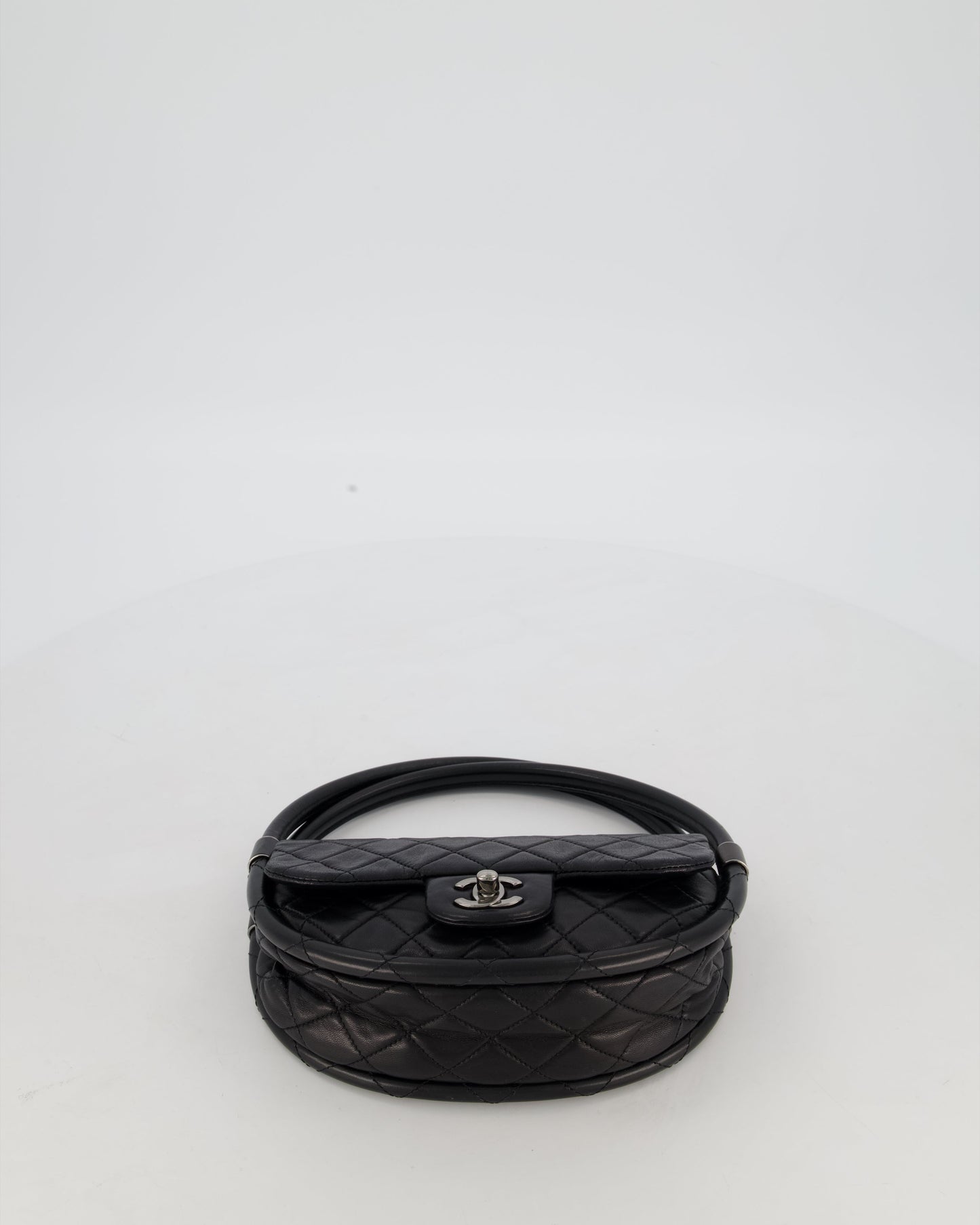 Chanel Black Hula Hoop Bag in Lambskin with Silver Hardware