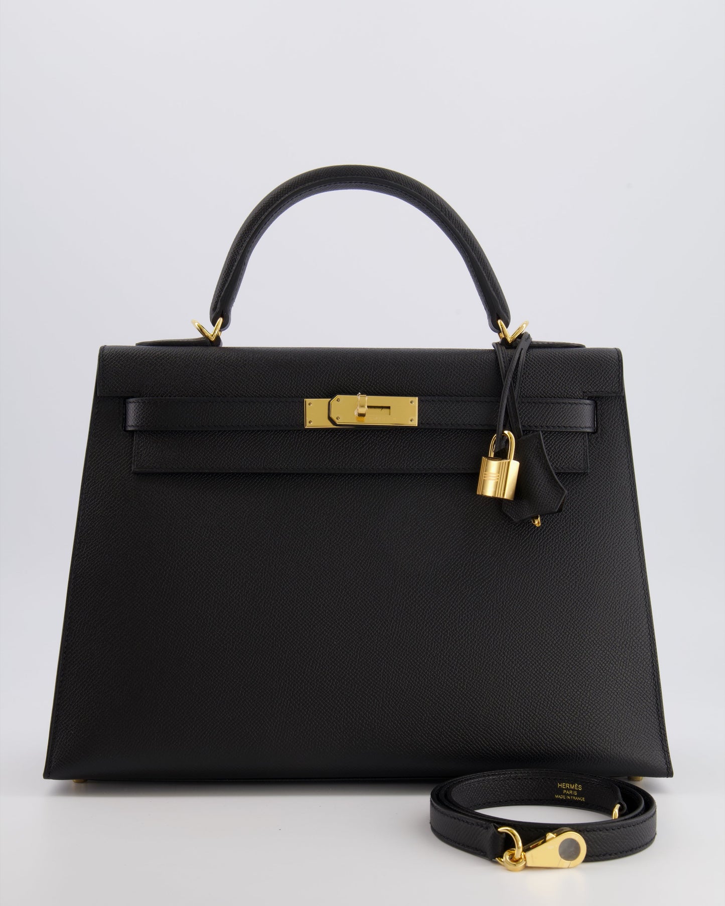 Hermes Kelly 32 Sellier Bag in Noir Epsom Leather with Gold Hardware
