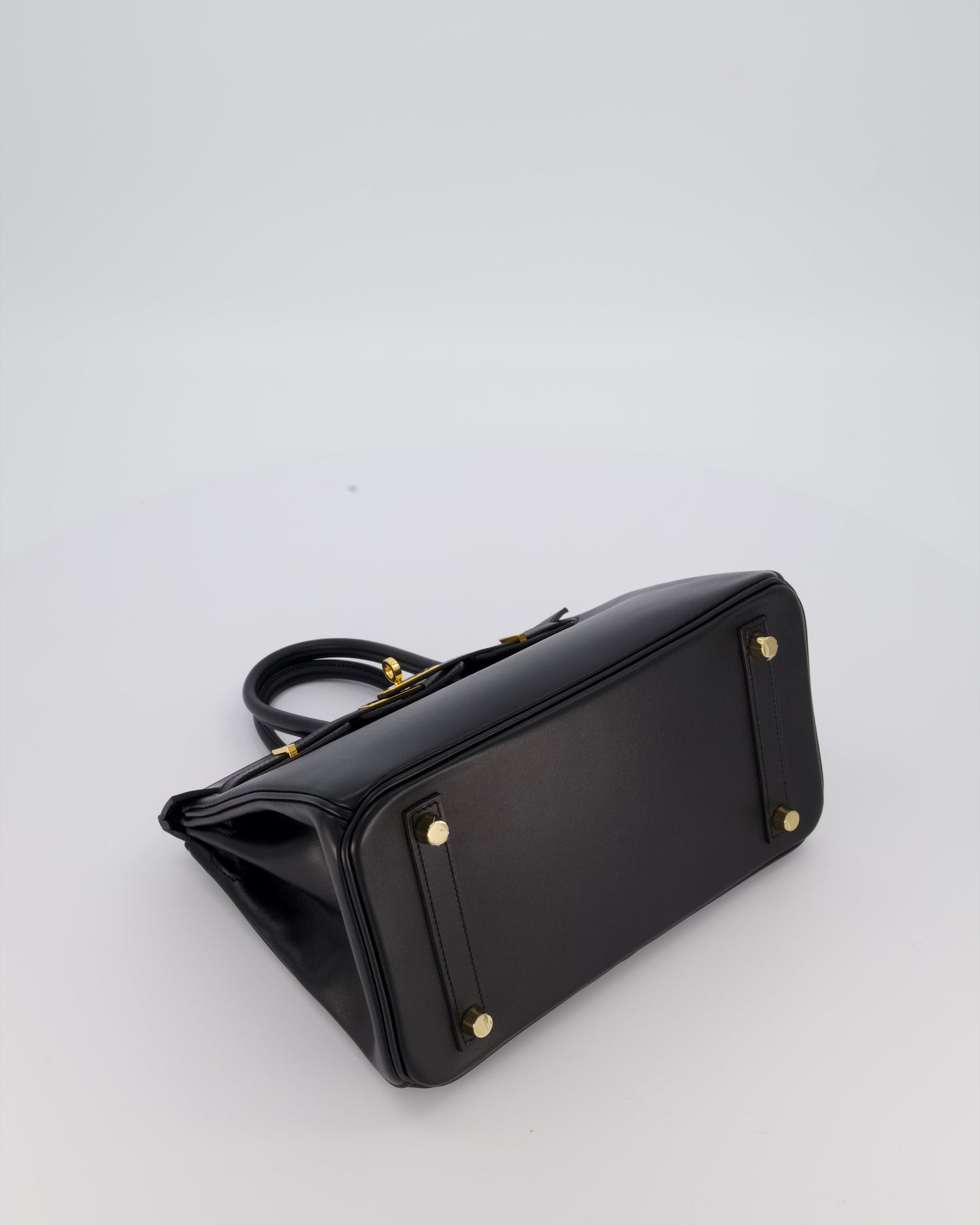 *RARE* Hermes Birkin 25 Retourne Bag in Noir Tadelakt Leather with Gold Hardware