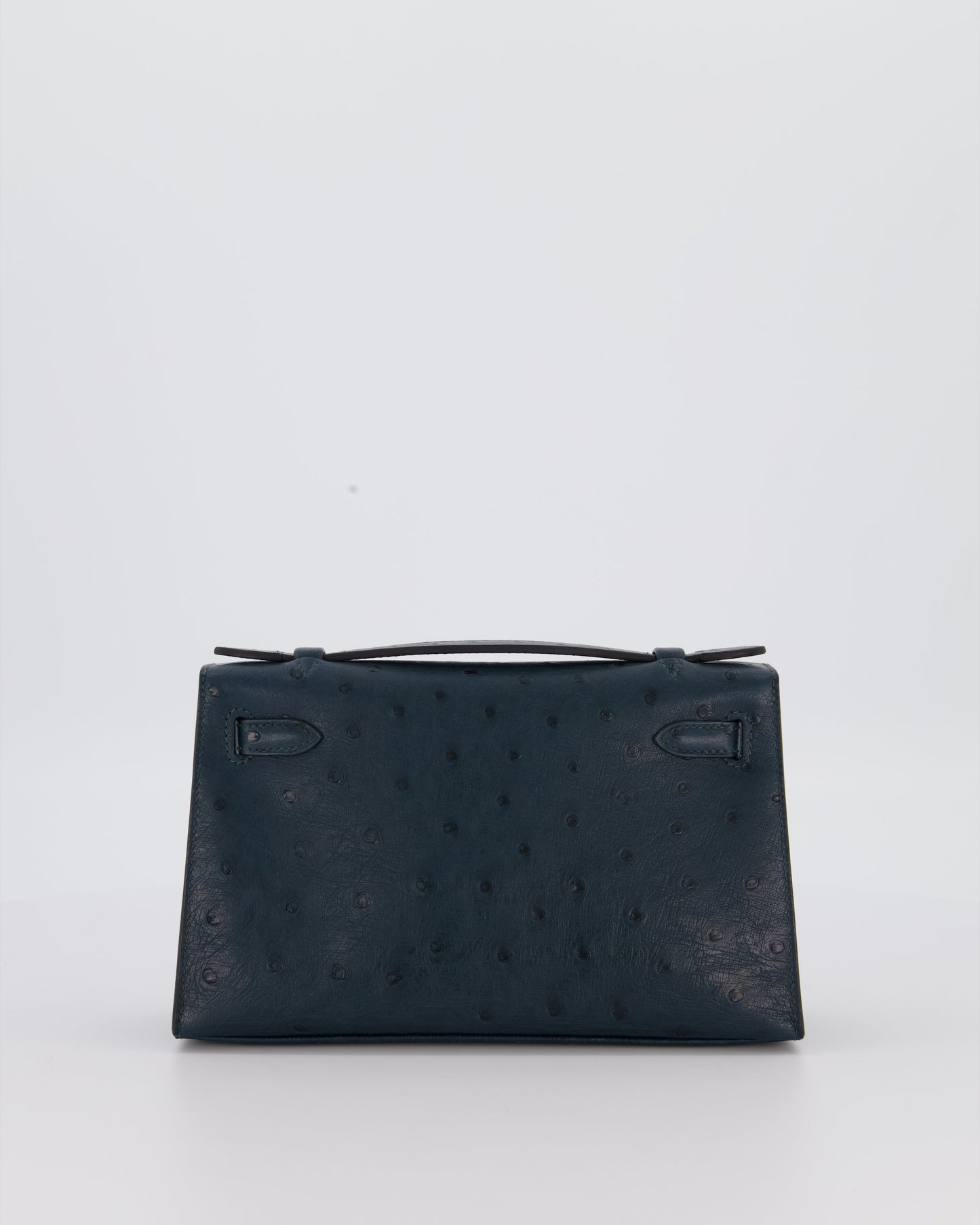 *SUPER RARE* Hermes Mini Kelly Pochette Bag in Vert Cypres Ostrich Leather with Palladium Hardware
