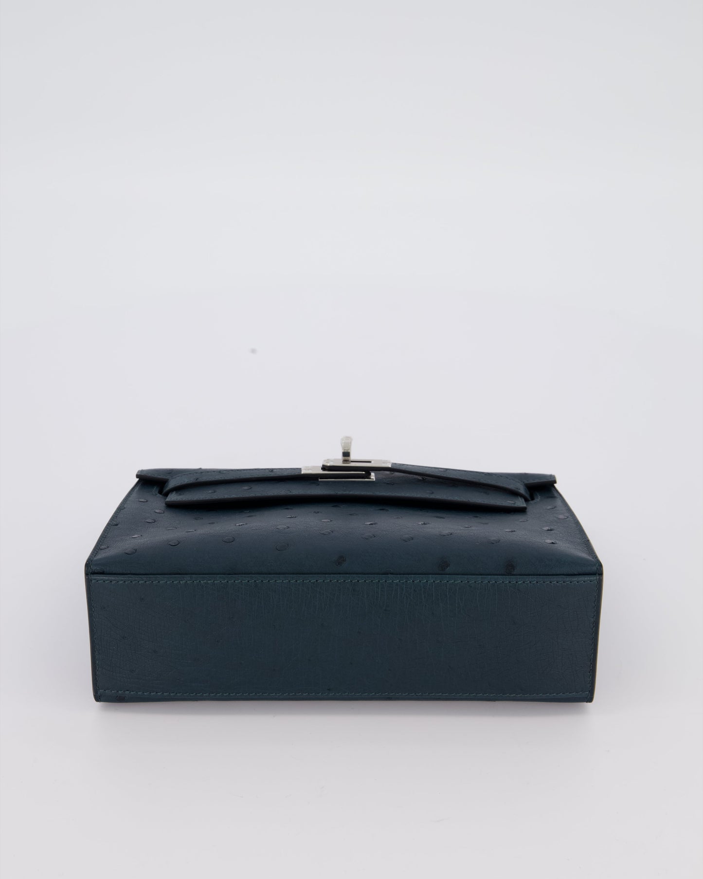 *SUPER RARE* Hermes Mini Kelly Pochette Bag in Vert Cypres Ostrich Leather with Palladium Hardware