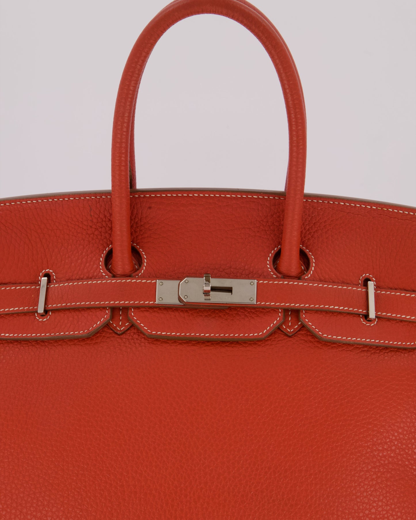 Hermes Birkin 35 Bag in Sanguine and Blanc Clemence Leather with Palladium Hardware