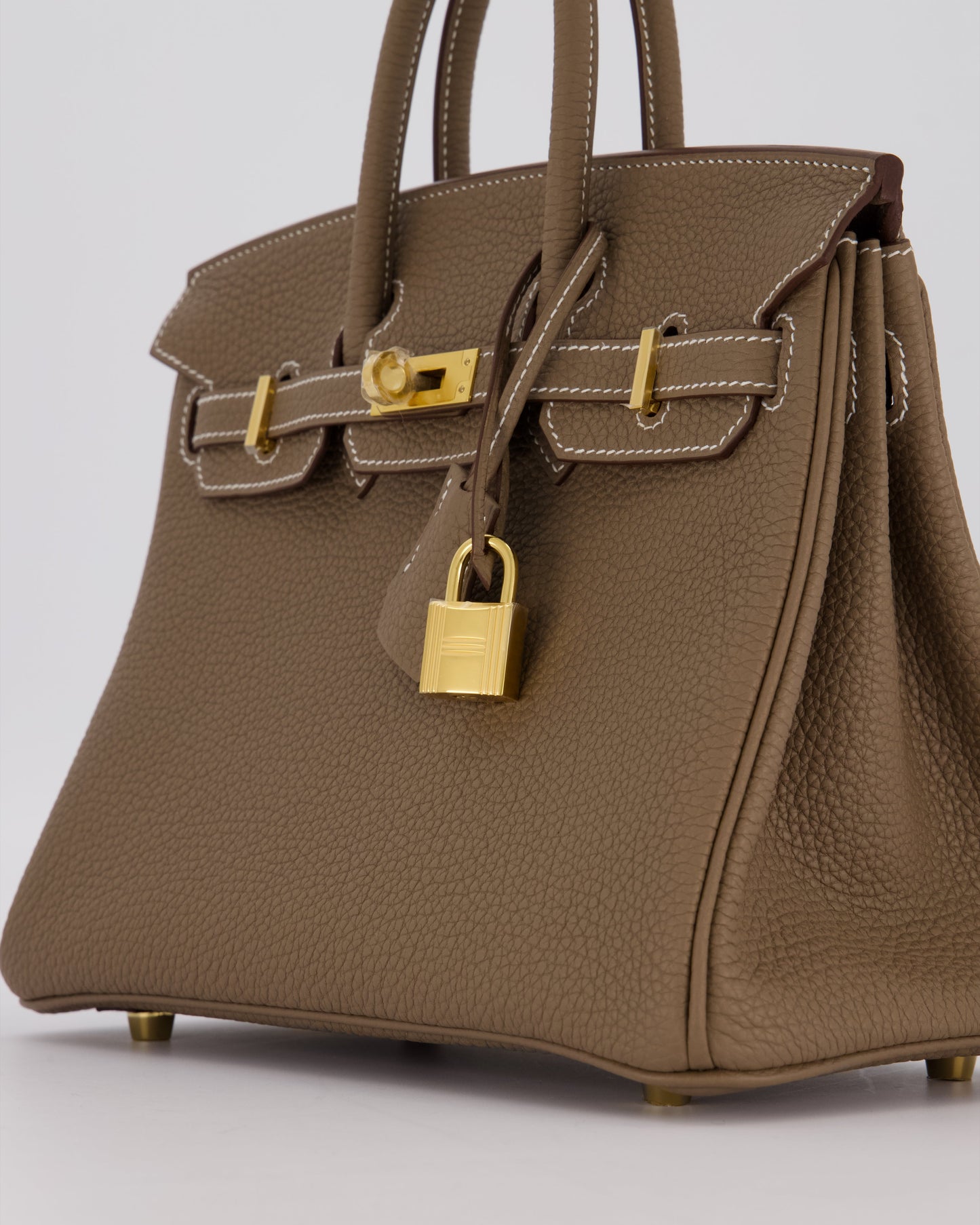 Hermes Birkin 25 Retourne Bag in Etoupe Togo Leather with Gold Hardware