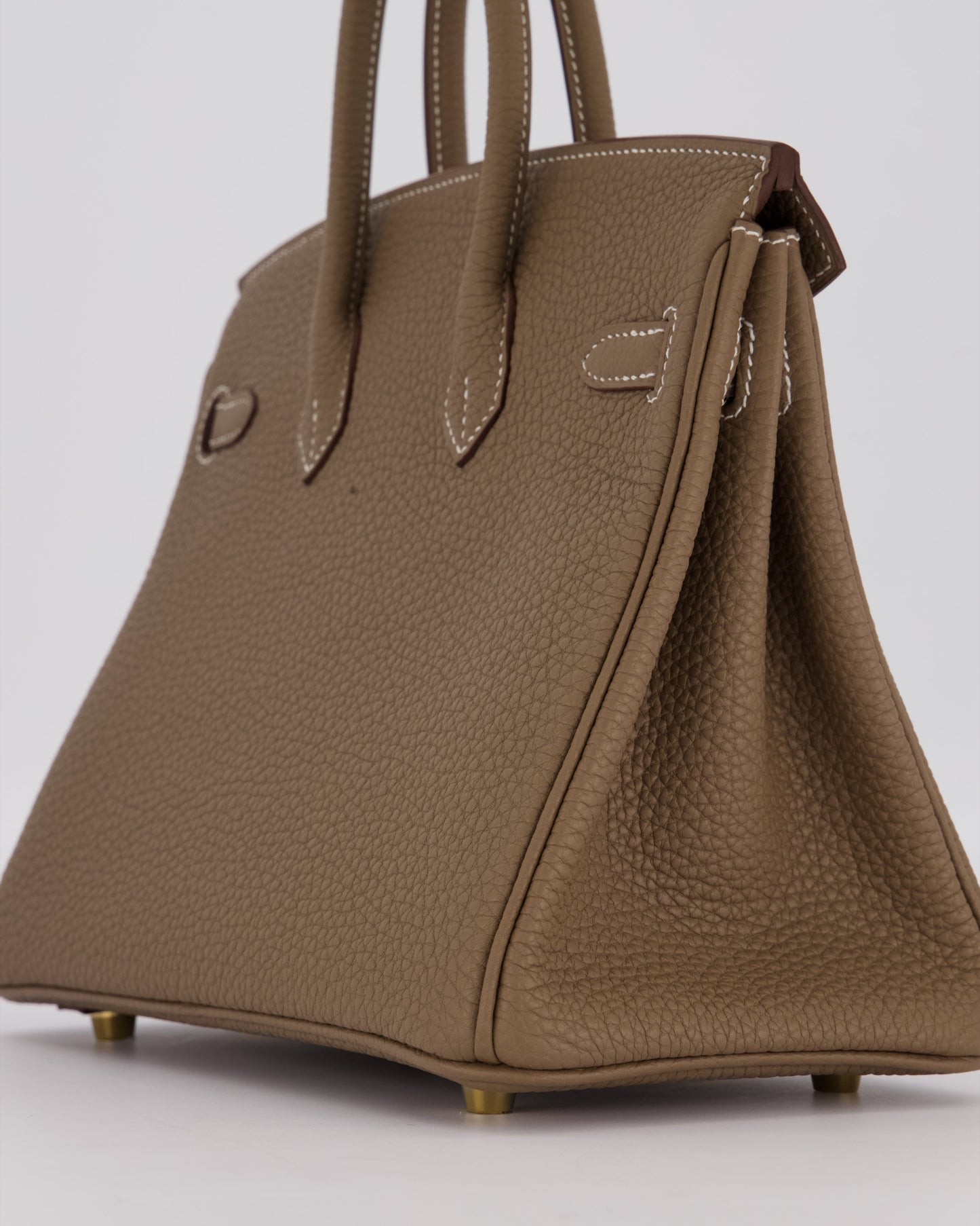 Hermes Birkin 25 Retourne Bag in Etoupe Togo Leather with Gold Hardware