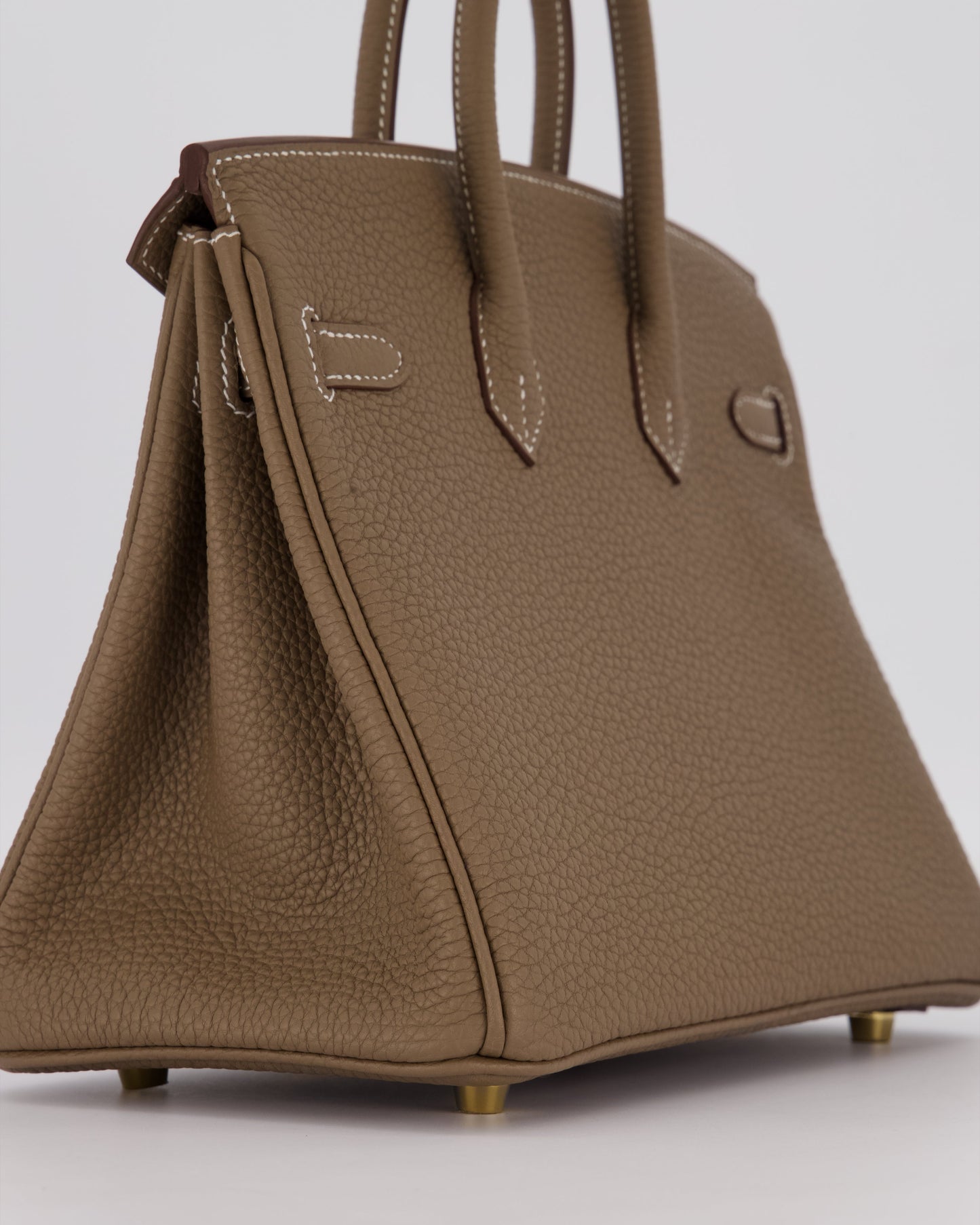 Hermes Birkin 25 Retourne Bag in Etoupe Togo Leather with Gold Hardware