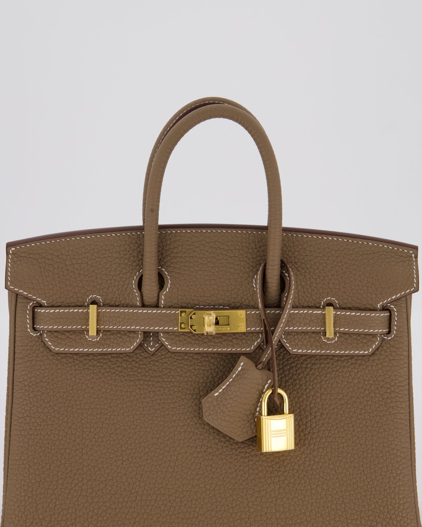 Hermes Birkin 25 Retourne Bag in Etoupe Togo Leather with Gold Hardware