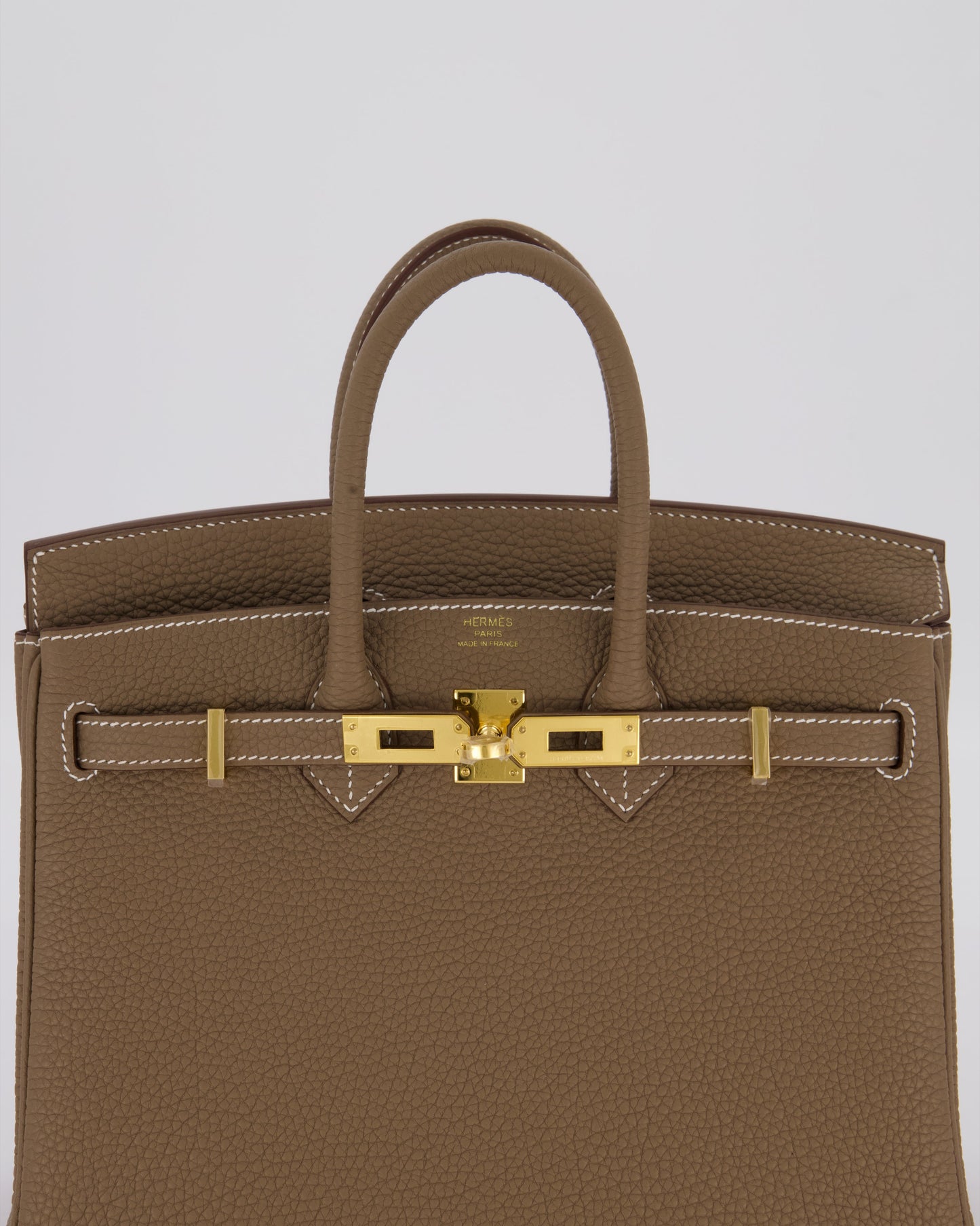 Hermes Birkin 25 Retourne Bag in Etoupe Togo Leather with Gold Hardware