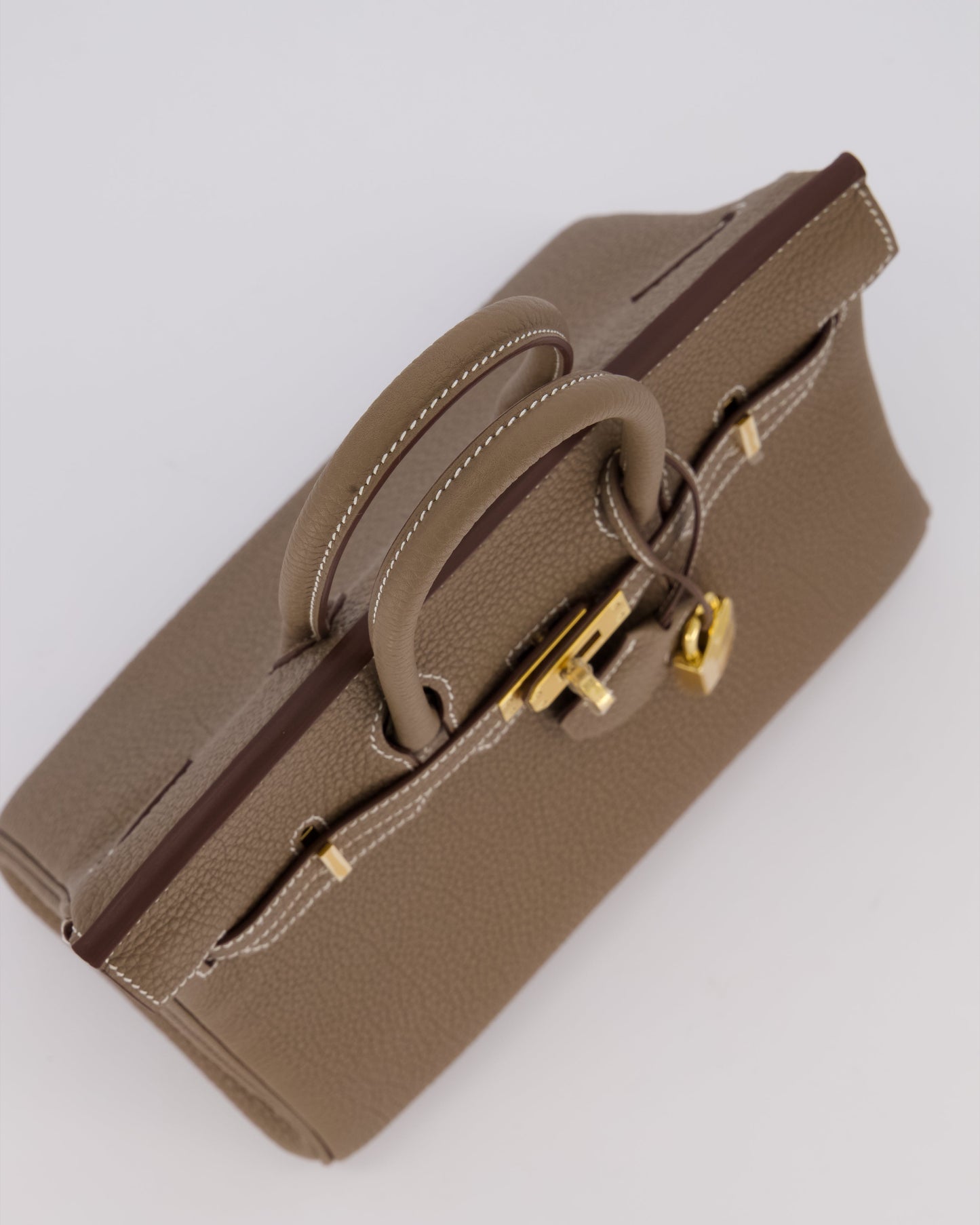 Hermes Birkin 25 Retourne Bag in Etoupe Togo Leather with Gold Hardware