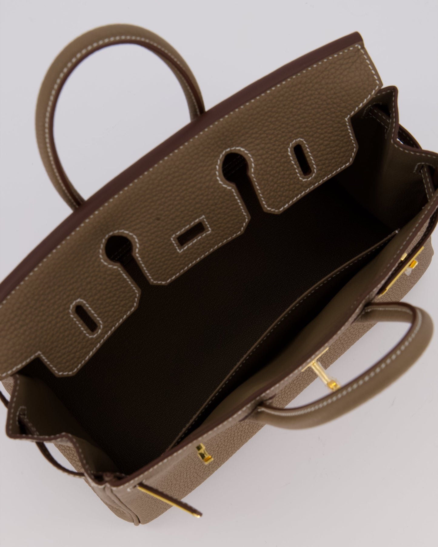 Hermes Birkin 25 Retourne Bag in Etoupe Togo Leather with Gold Hardware