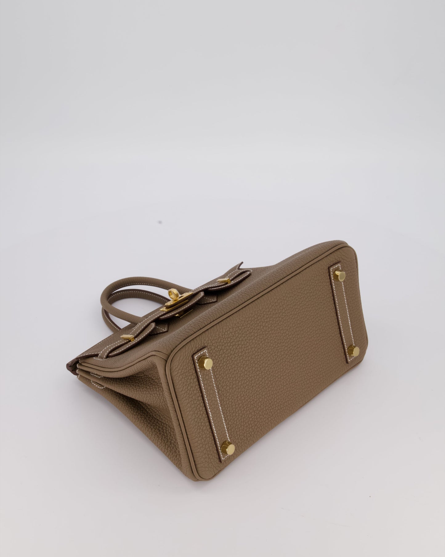 Hermes Birkin 25 Retourne Bag in Etoupe Togo Leather with Gold Hardware