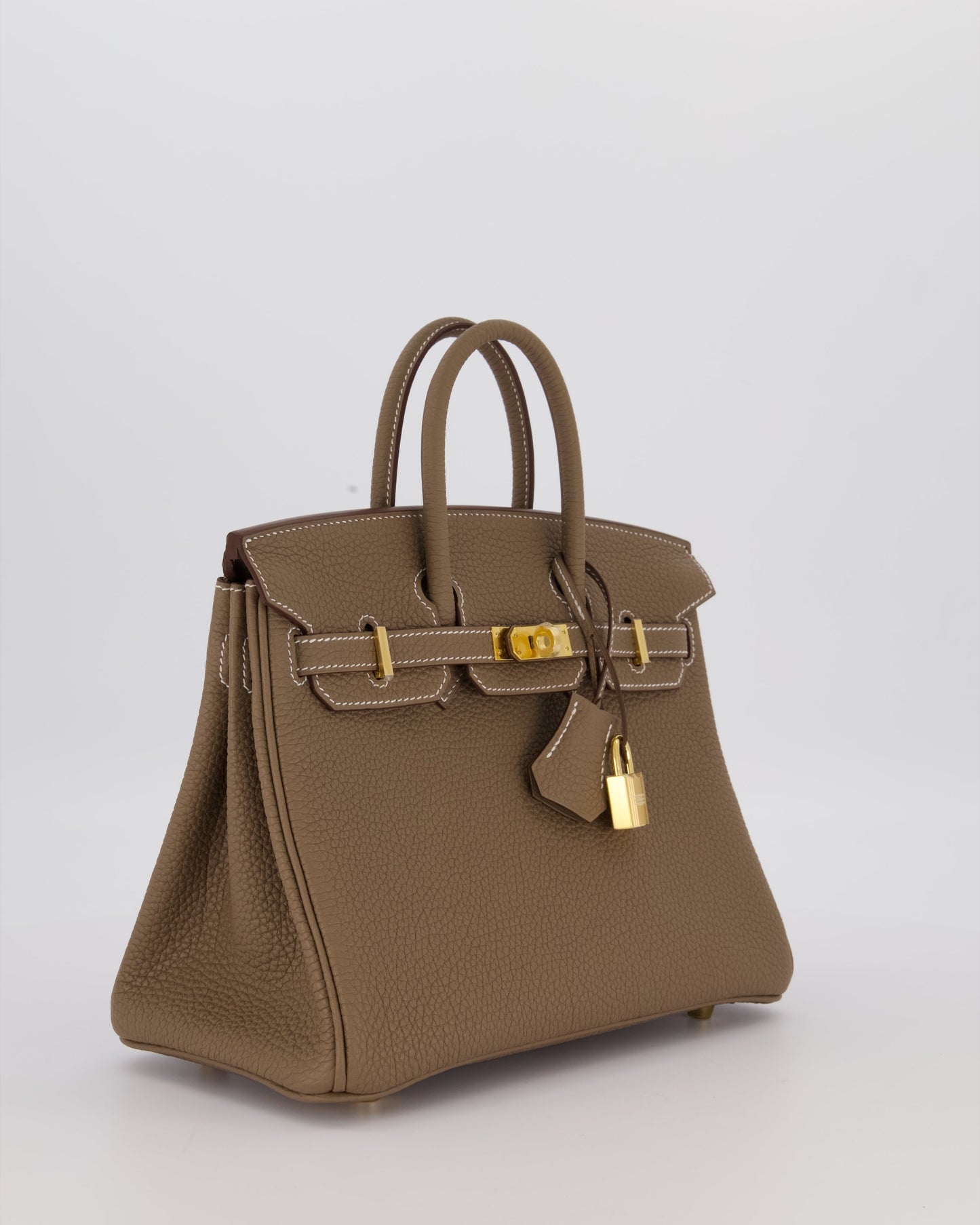 Hermes Birkin 25 Retourne Bag in Etoupe Togo Leather with Gold Hardware