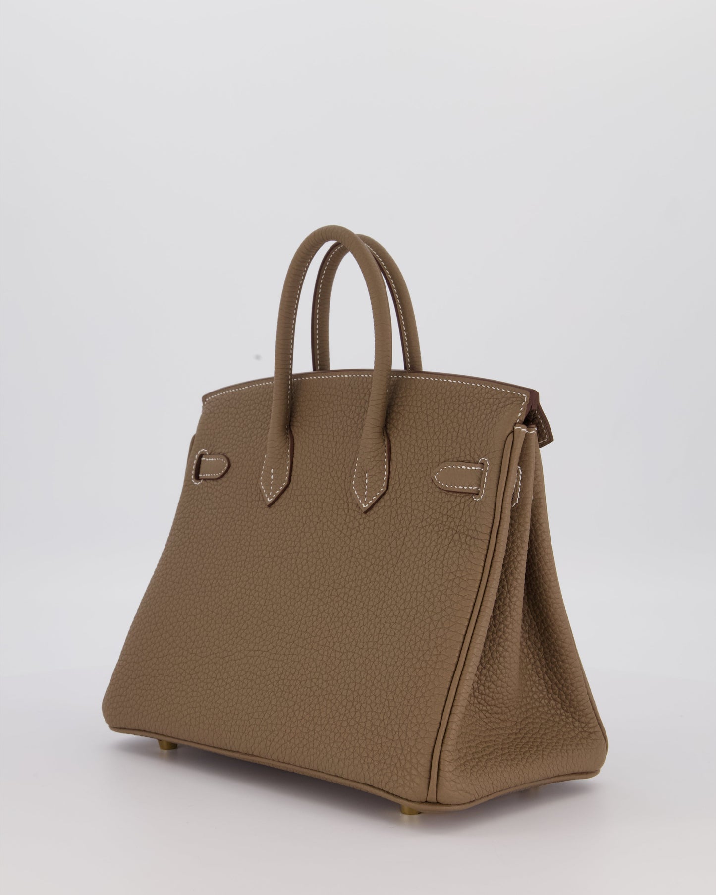 Hermes Birkin 25 Retourne Bag in Etoupe Togo Leather with Gold Hardware