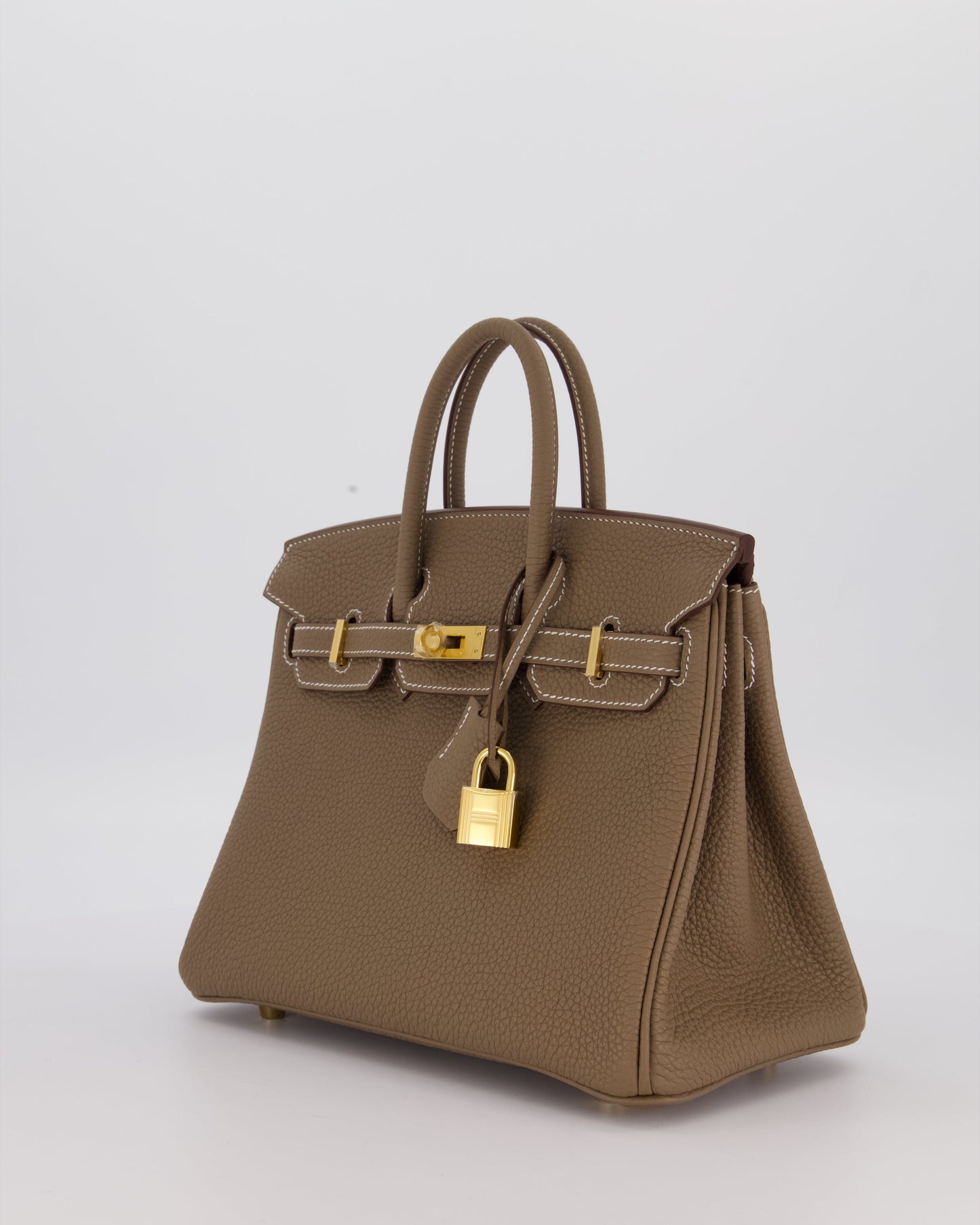 Hermes Birkin 25 Retourne Bag in Etoupe Togo Leather with Gold Hardware