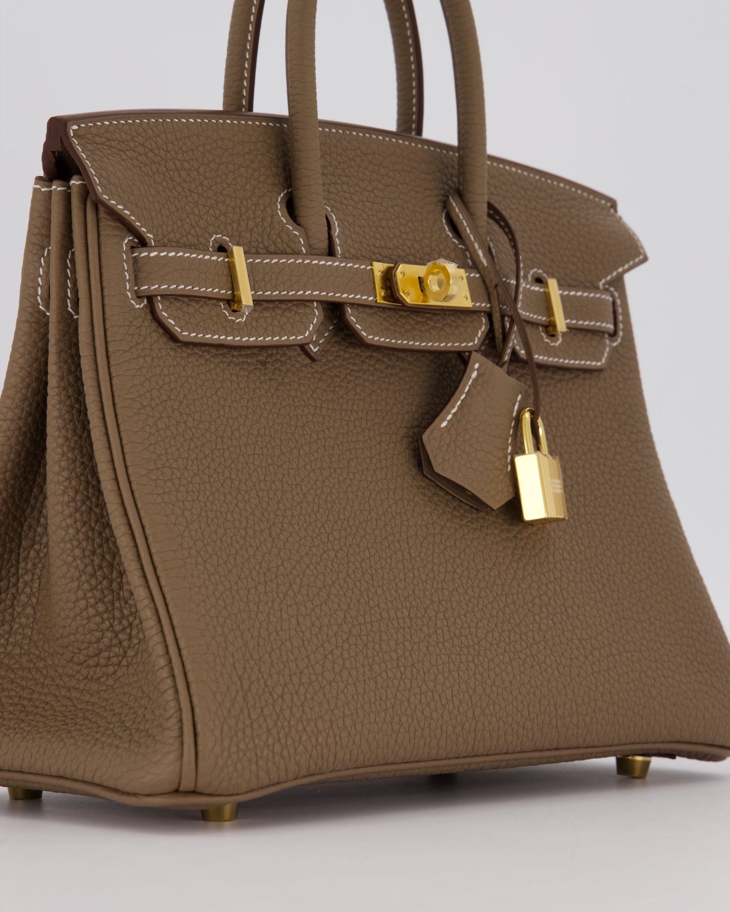 Hermes Birkin 25 Retourne Bag in Etoupe Togo Leather with Gold Hardware