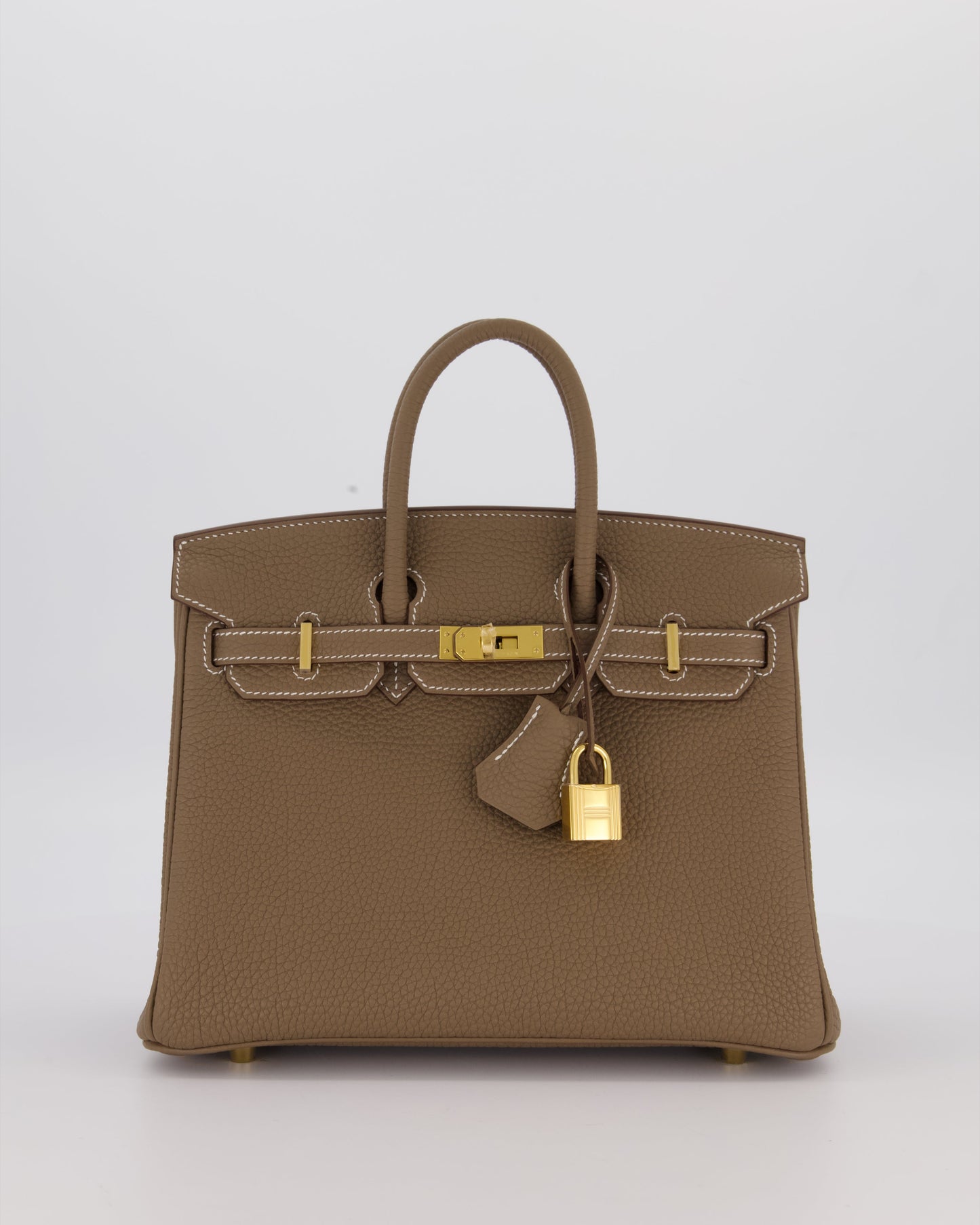 Hermes Birkin 25 Retourne Bag in Etoupe Togo Leather with Gold Hardware