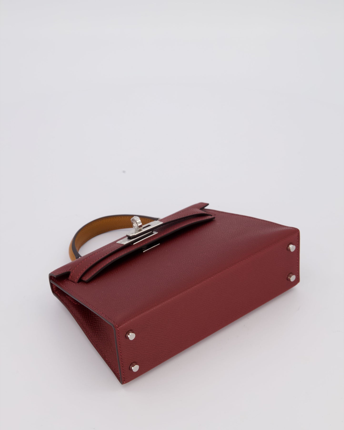 *SUPER RARE* Hermes Mini Kelly II Tricolour 20 Bag In Rouge H, Gold, and Bai Brun Epsom Leather with Palladium Hardware