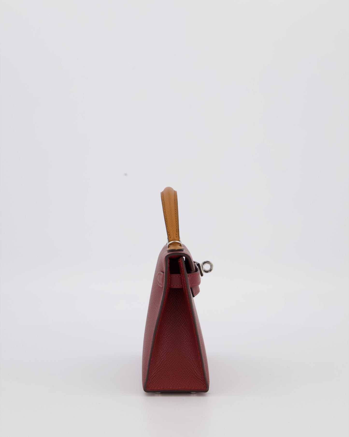 *SUPER RARE* Hermes Mini Kelly II Tricolour 20 Bag In Rouge H, Gold, and Bai Brun Epsom Leather with Palladium Hardware