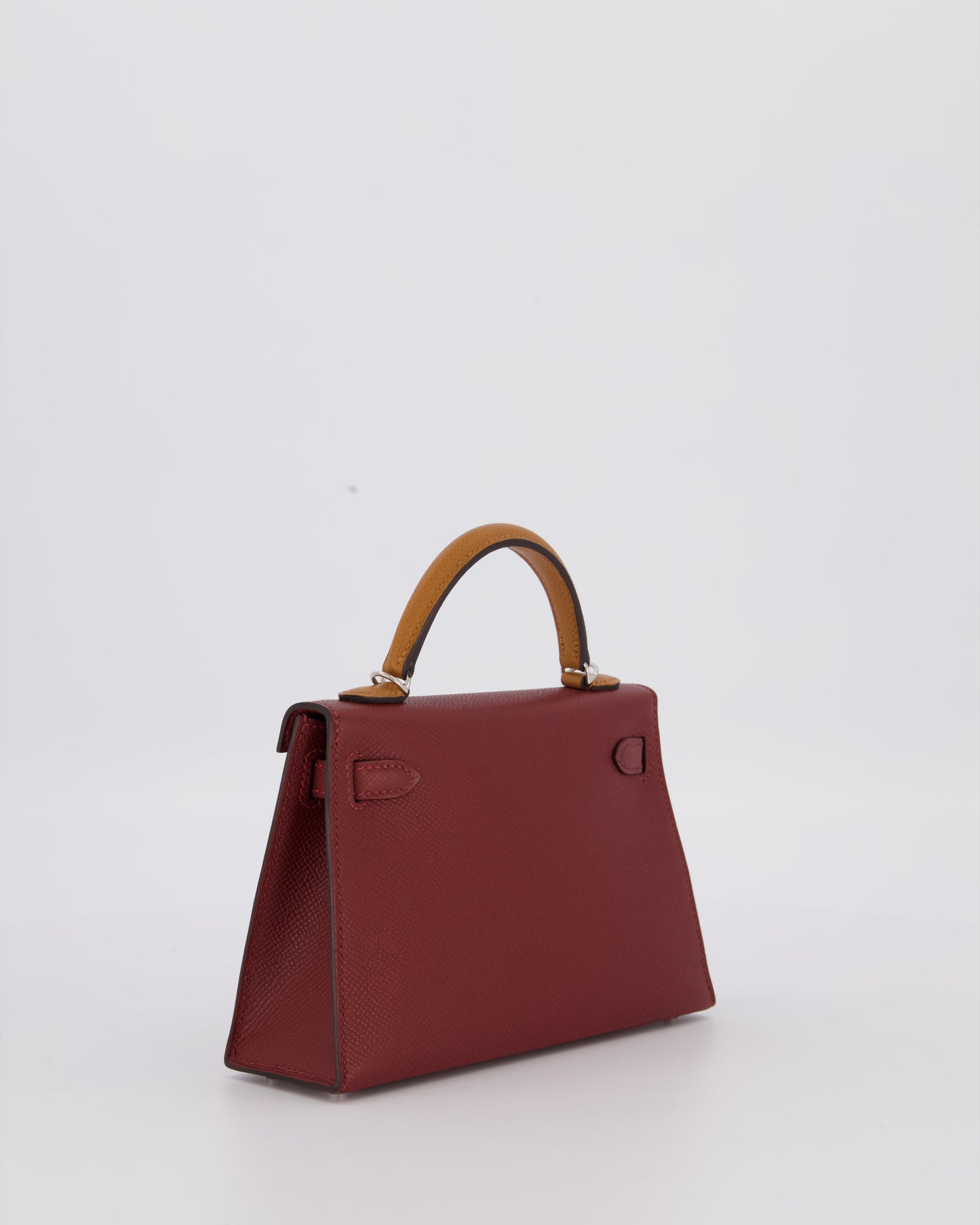 *SUPER RARE* Hermes Mini Kelly II Tricolour 20 Bag In Rouge H, Gold, and Bai Brun Epsom Leather with Palladium Hardware