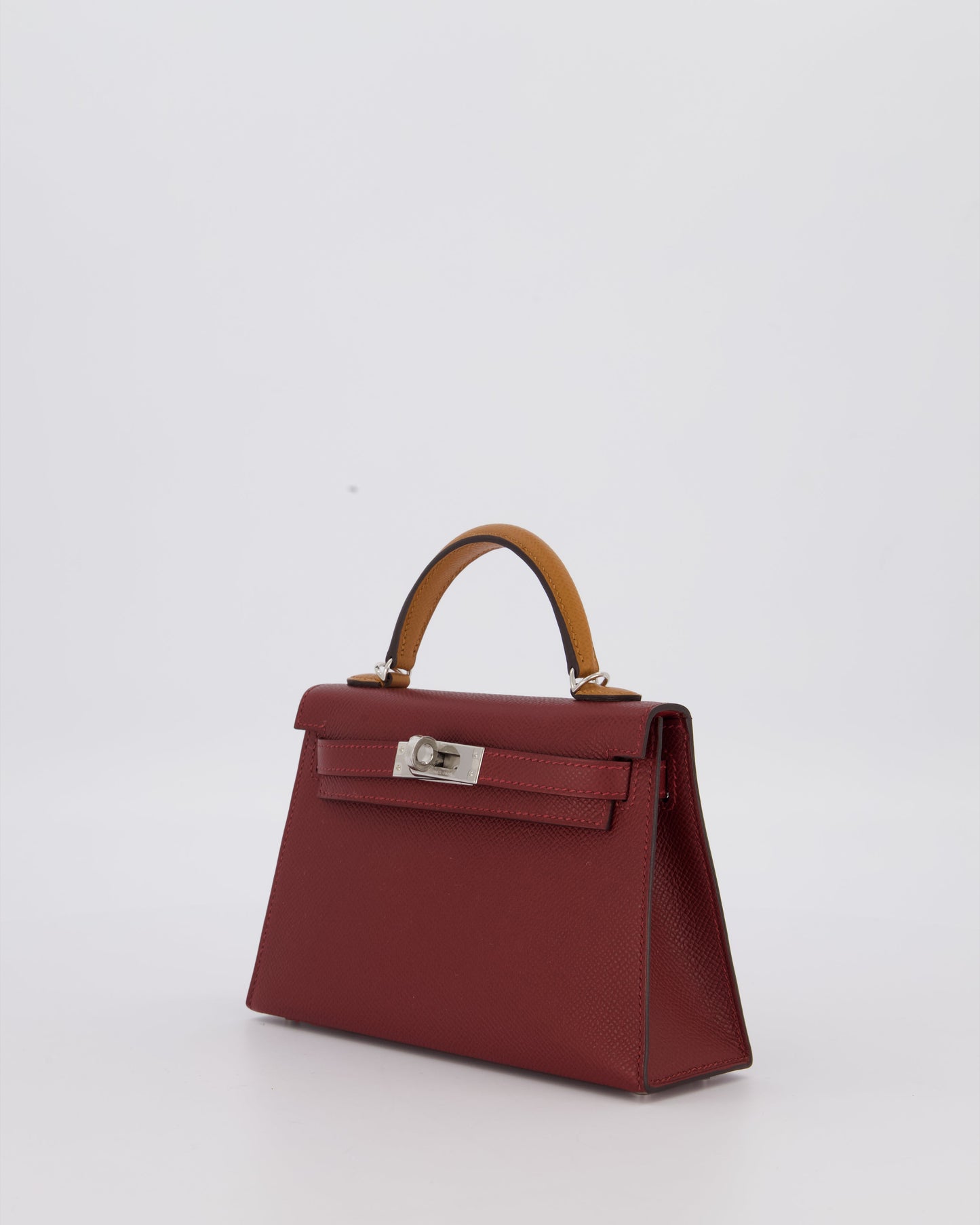 *SUPER RARE* Hermes Mini Kelly II Tricolour 20 Bag In Rouge H, Gold, and Bai Brun Epsom Leather with Palladium Hardware