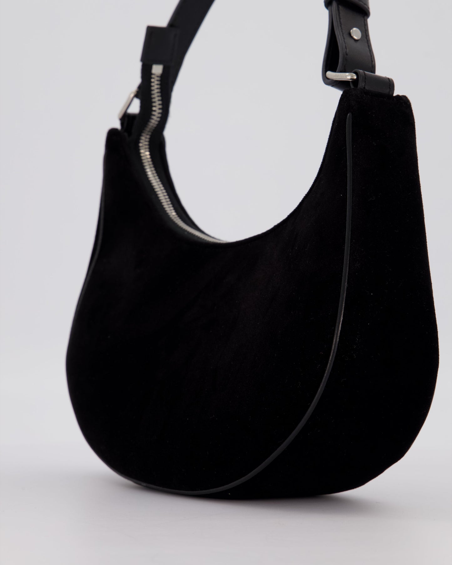 Celine Black Ava Triophe Shoulder Bag in Velvet with Crystal Details