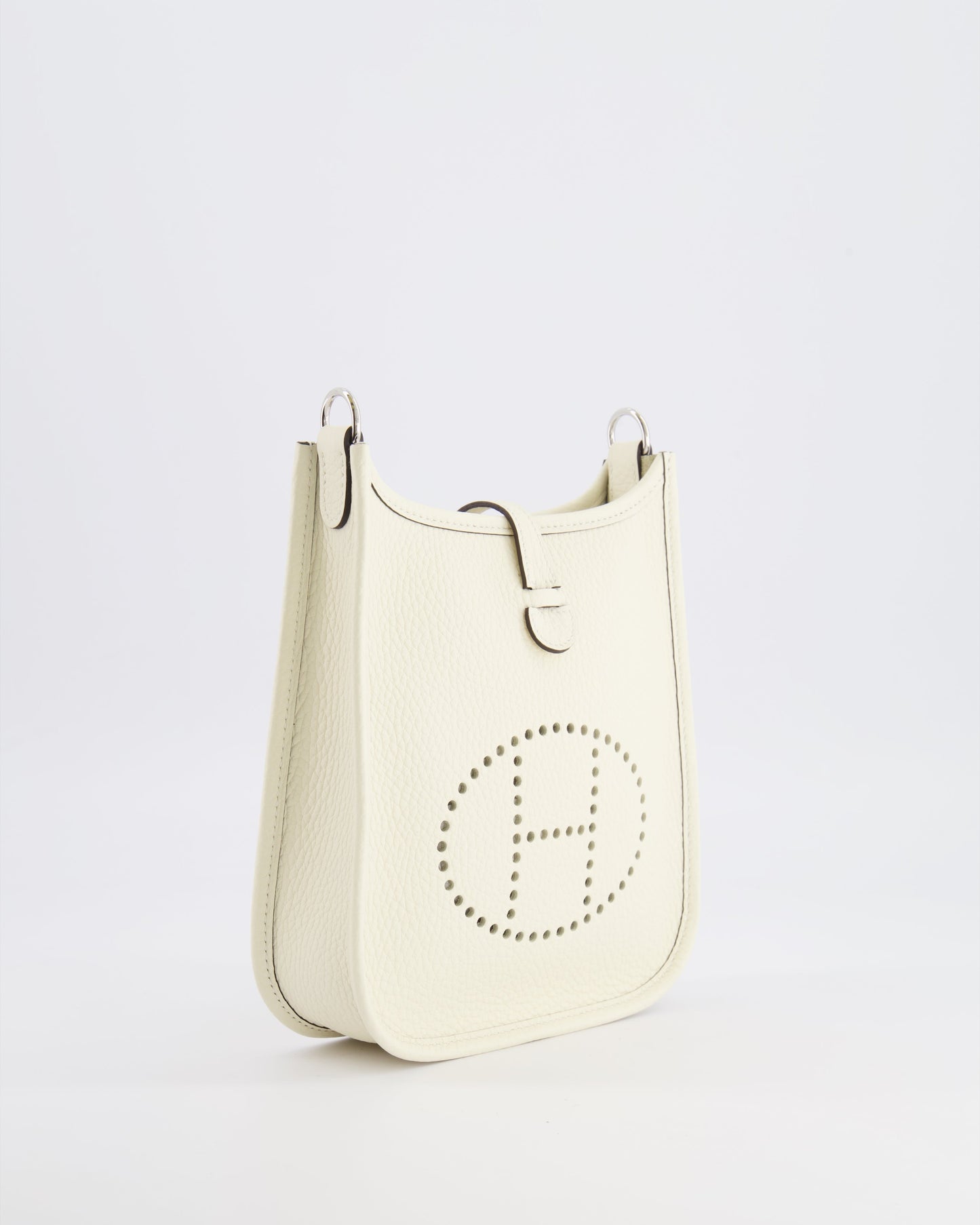 Hermes Mini Evelyne Amazone Bag in Cream Clemence Leather with Palladium Hardware