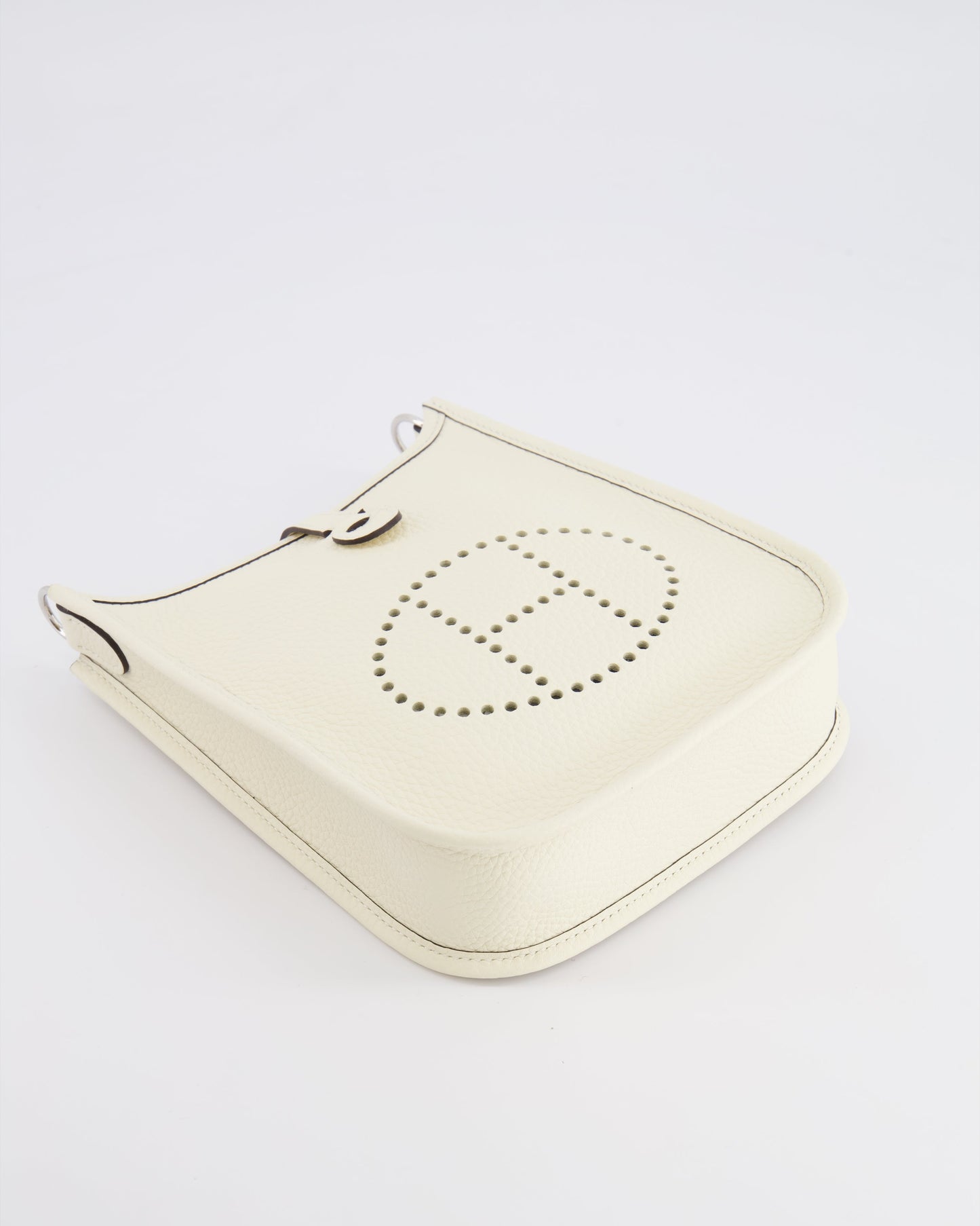 Hermes Mini Evelyne Amazone Bag in Cream Clemence Leather with Palladium Hardware