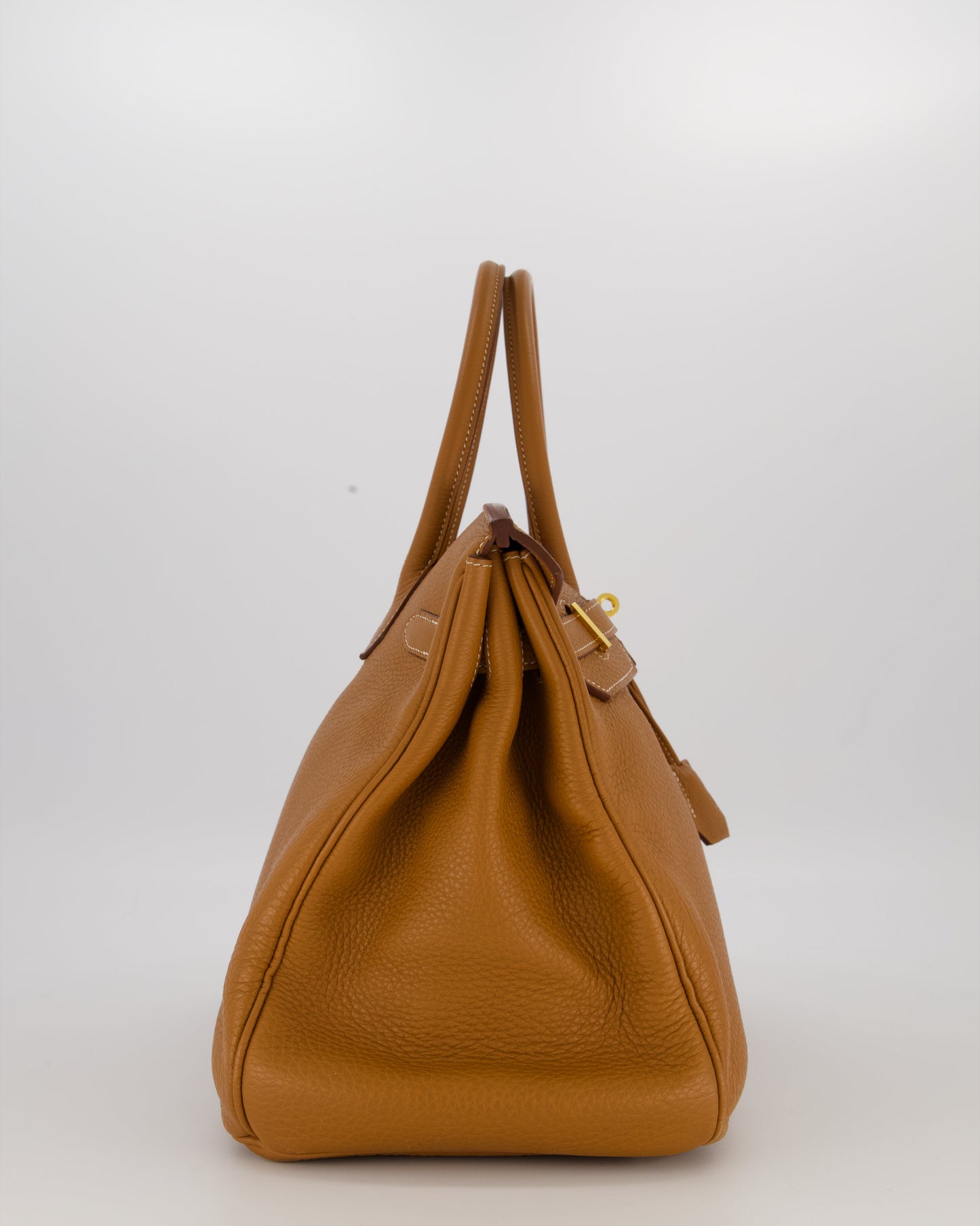 Hermes Birkin 35 Retourne Bag in Gold Clemence Leather with Gold Hardware