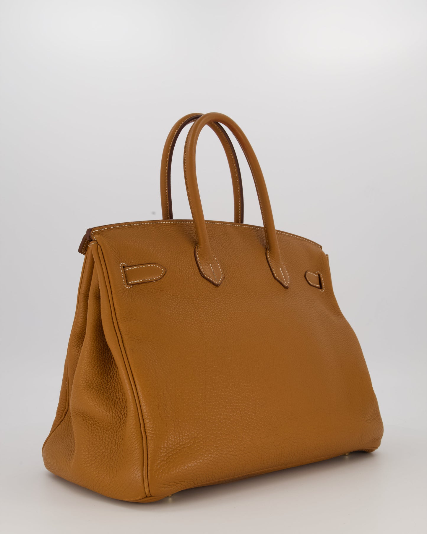 Hermes Birkin 35 Retourne Bag in Gold Clemence Leather with Gold Hardware