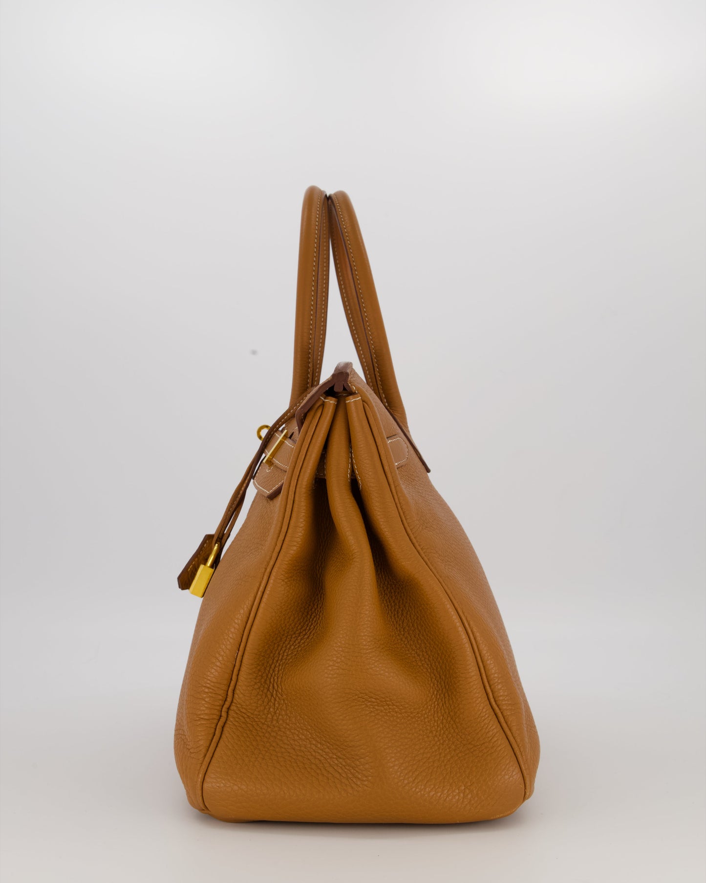Hermes Birkin 35 Retourne Bag in Gold Clemence Leather with Gold Hardware