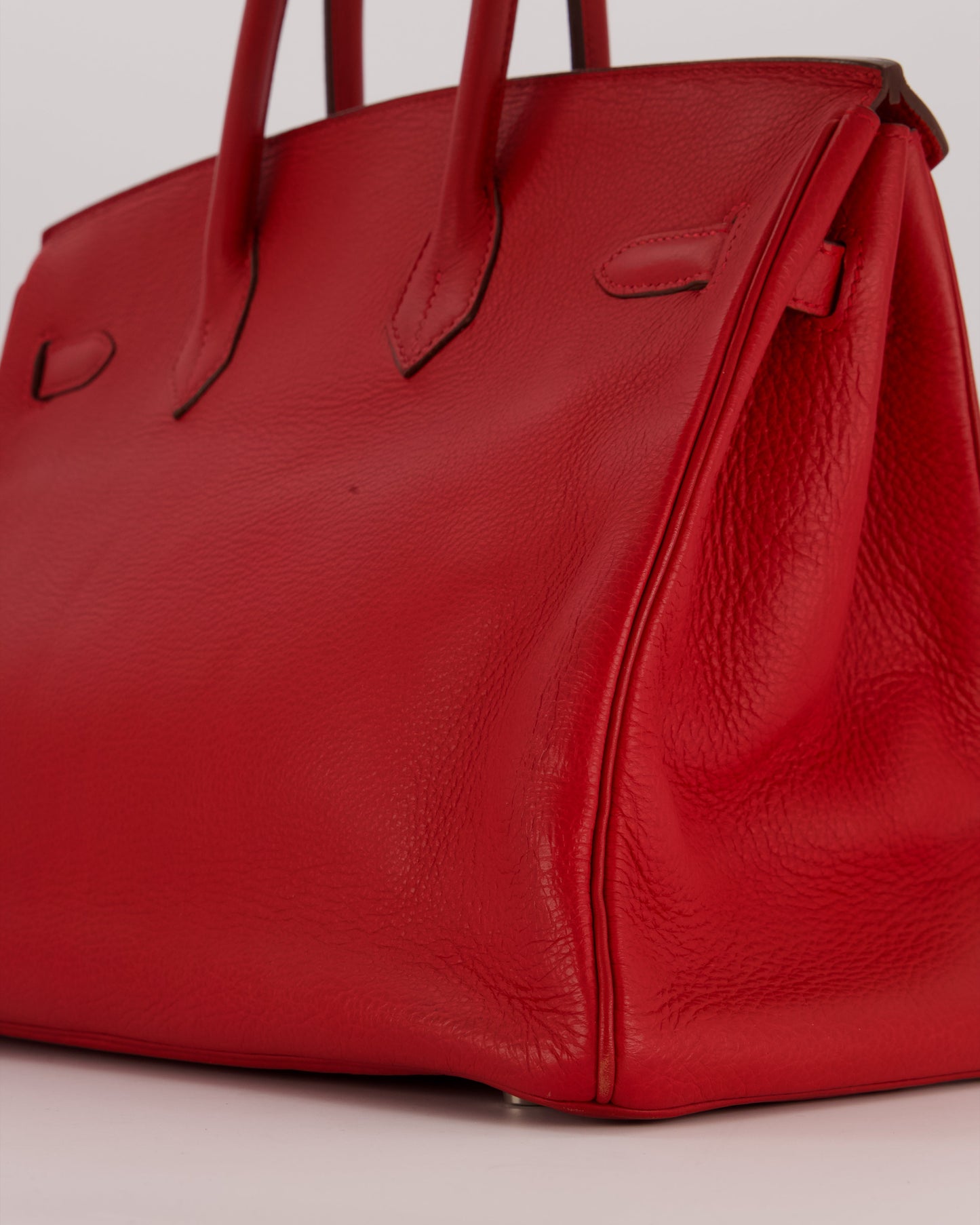 Hermes Birkin 35 Bag in Rouge Vif Togo Leather with Palladium Hardware