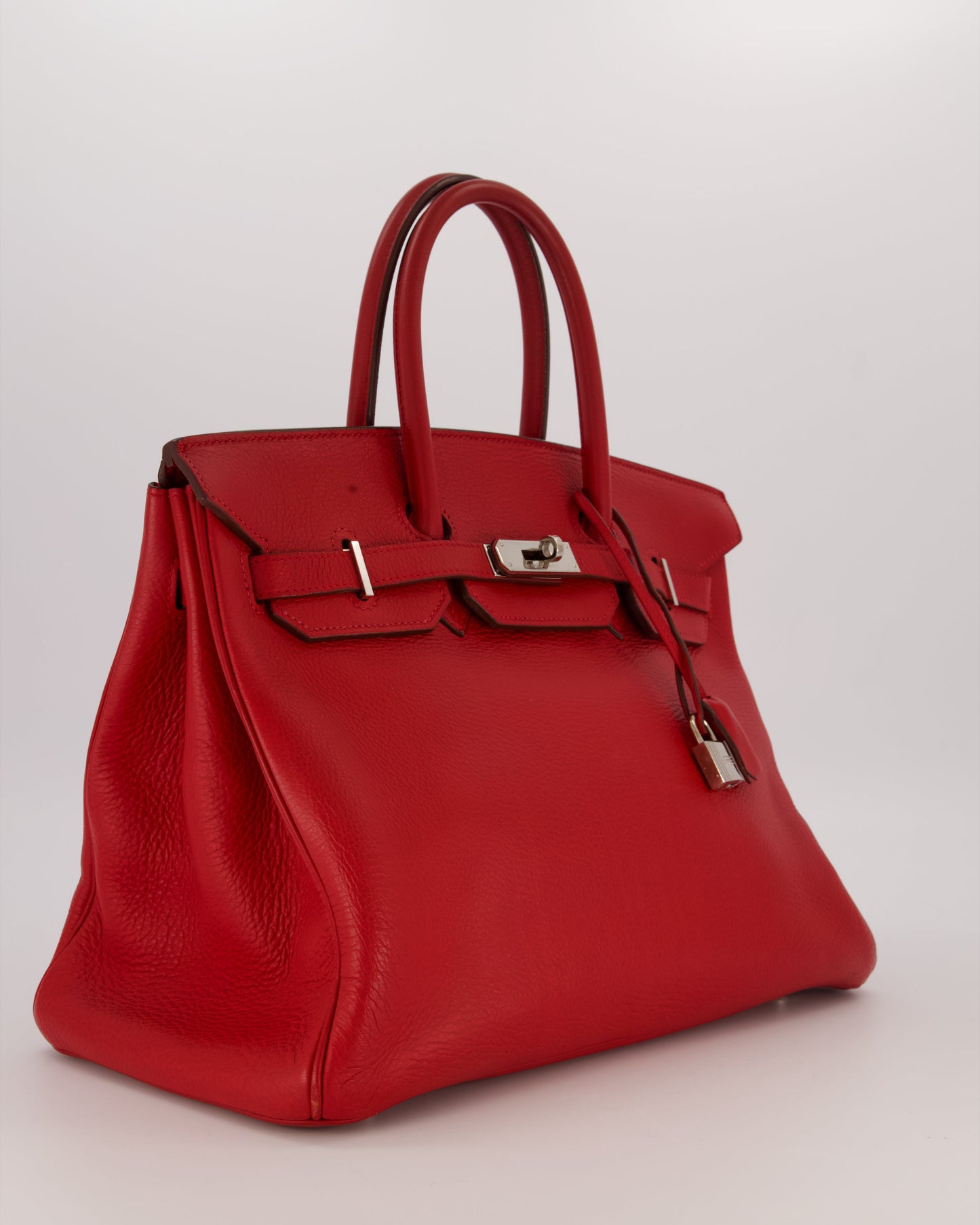 Hermes Birkin 35 Bag in Rouge Vif Togo Leather with Palladium Hardware