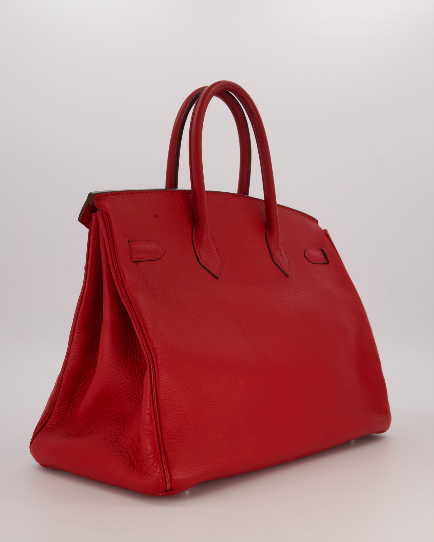 Hermes Birkin 35 Bag in Rouge Vif Togo Leather with Palladium Hardware