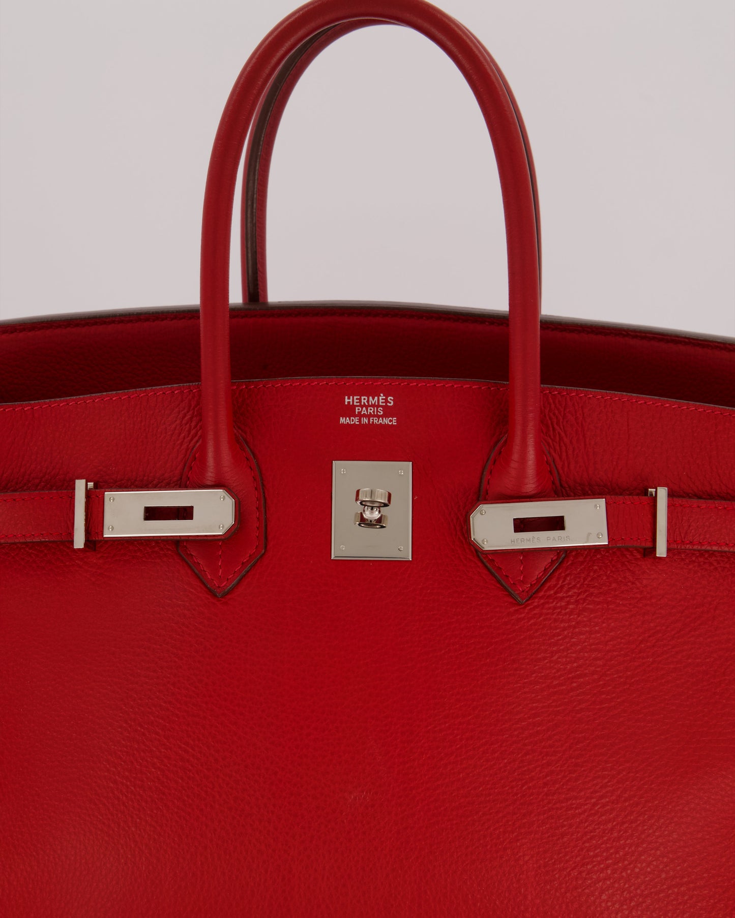 Hermes Birkin 35 Bag in Rouge Vif Togo Leather with Palladium Hardware