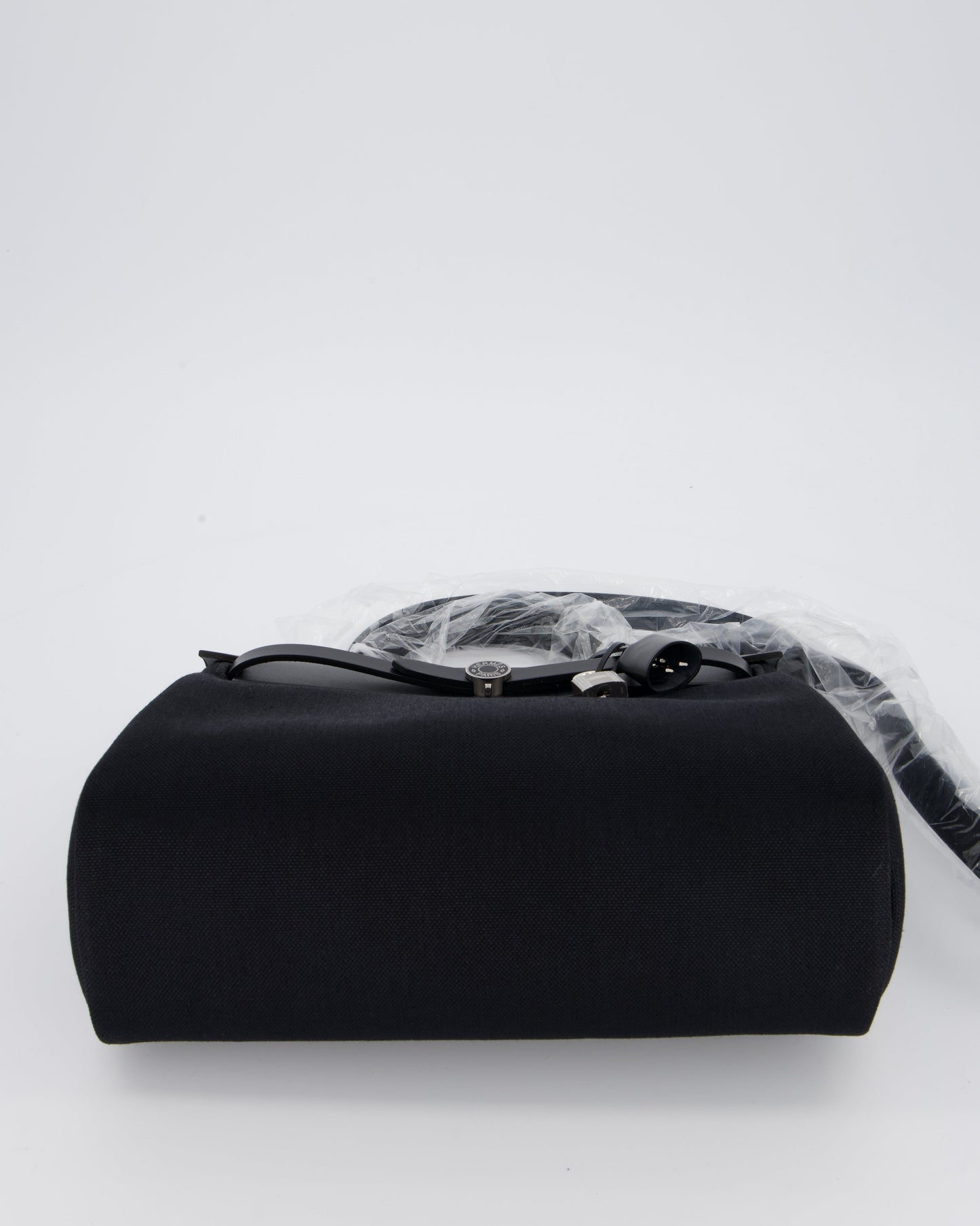 *HOT & RARE* Hermes Herbag 31 Laque Zip Bag in Noir Toile Militaire Canvas, Noir Vache Hunter Leather with Palladium & Noir Hardware